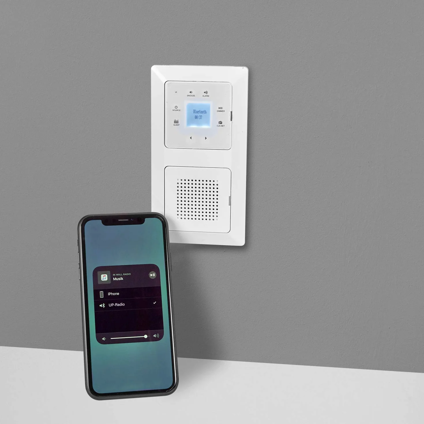 UNITEC Unterputz Radio mit Touchfunktion und Bluetooth, weiß, senkrecht und waagerecht montierbar