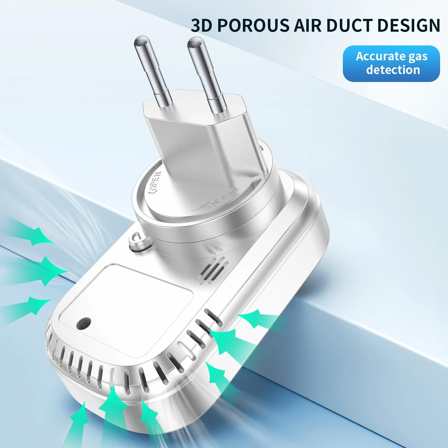 Gas- und CO-Melder mit Stecker für Haus, Gasmelder Gasalarm, Kohlenmonoxidmelder CO-Warnmelder Warner Zuhause, Brenngasmelder für Erdgas LPG Methan Propan Butan, Weiß, HD08-G