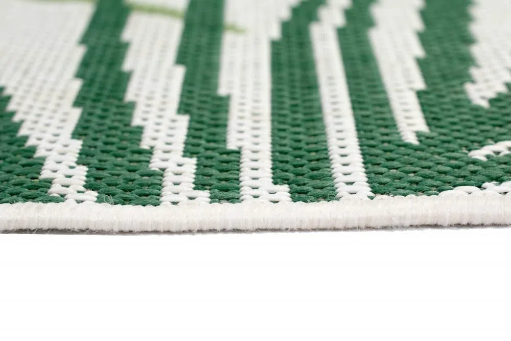 Teppich-Traum In- & Outdoor Teppich Sisal Optik Balkon Küche Wohnzimmer Terrasse Palmenzweige in grün auf sandfarbe Größe 200x280 cm