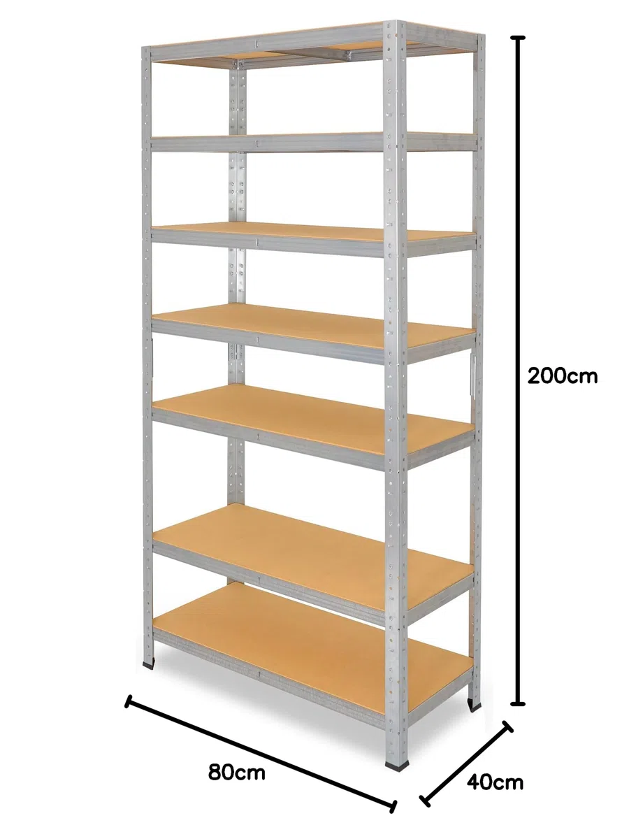 shelfplaza Home 200x80x40 cm Schwerlastregal in verzinkt mit 7 Böden und 125 kg Traglast pro Boden