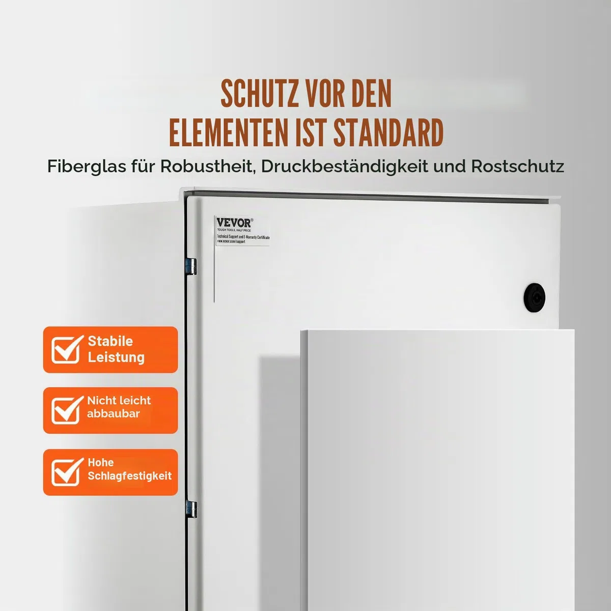 VEVOR Schaltschrank NEMA-Gehäuse, 400x500x200 mm, NEMA 4X Glasfaser-Stahl-Elektrobox, IP66 wasserdicht & staubdicht, Klappanschlussdose für den Innen- &Außenbereich, mit Montageplatte