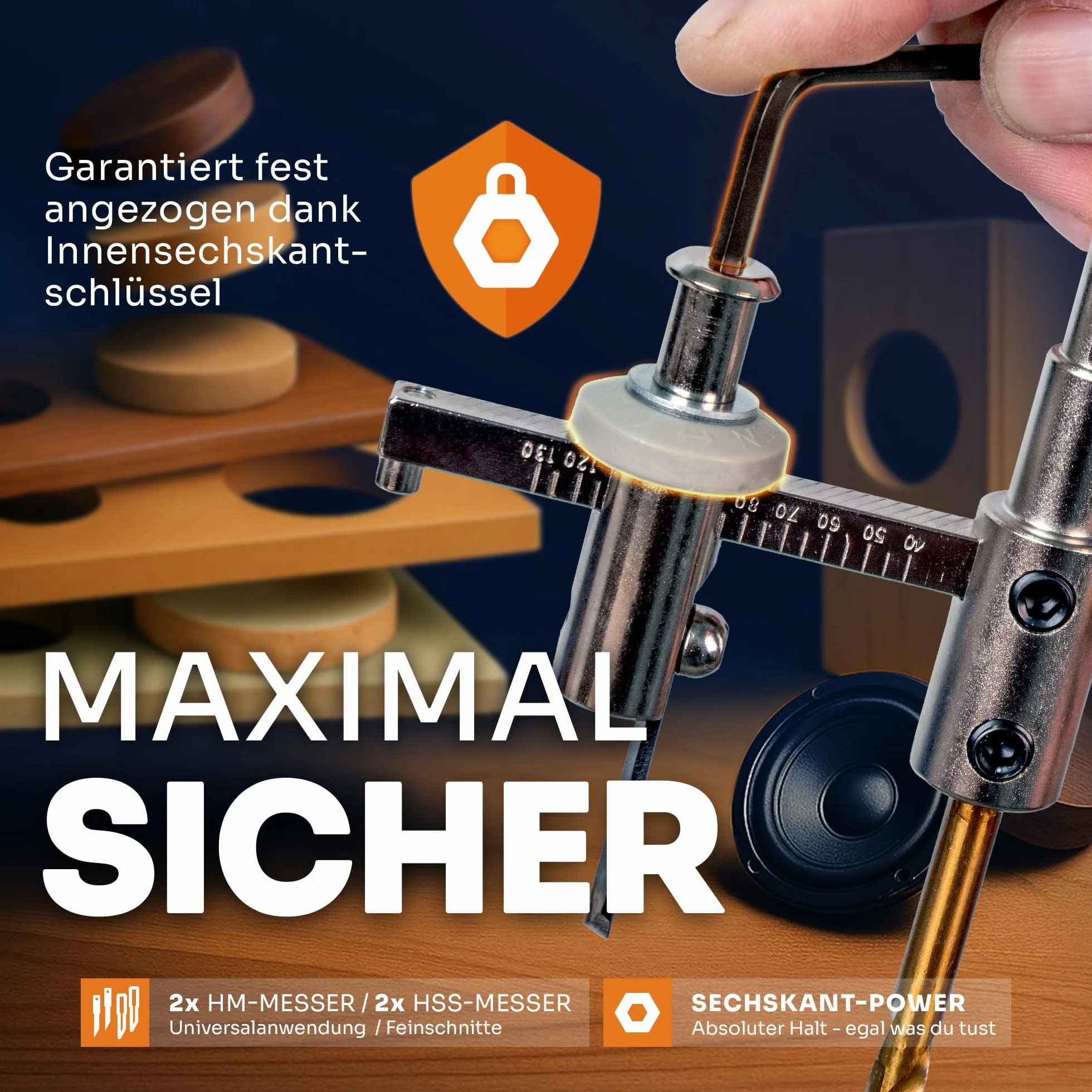 Falke Kreisschneider FKS-H 200 - Universal für Holz, Kunststoff, Gipskarton | Durchmesser stufenlos einstellbar (40-200 mm) - Verstellbare Lochsäge