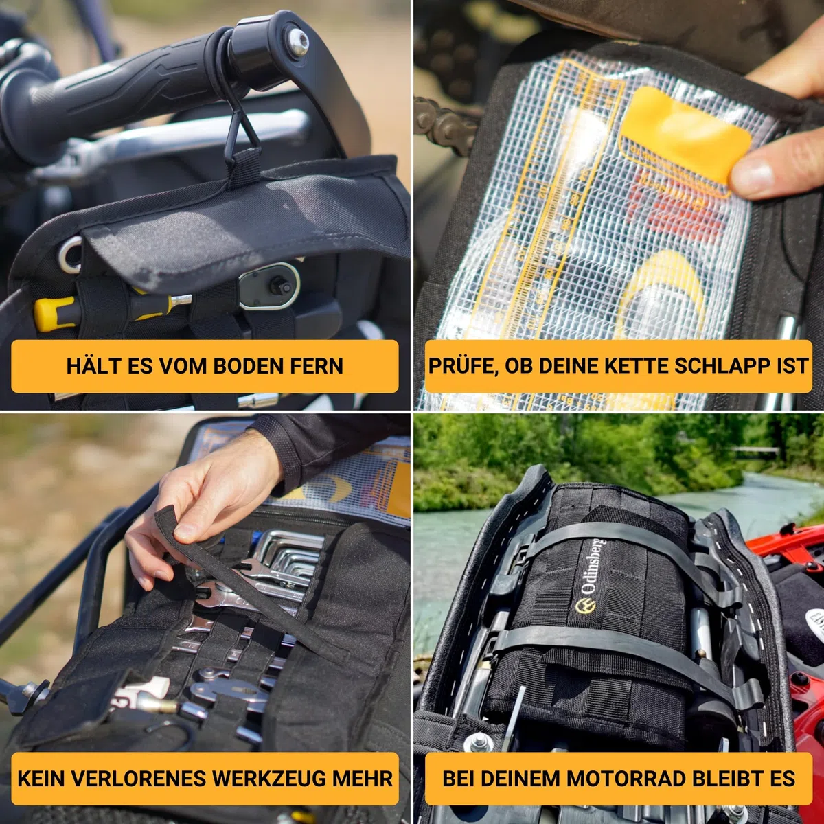 Odinsberg Heavy Duty Tool Roll Werkzeugrolle für Motorrad - Werkzeugtasche ohne Inhalt mit Taktischem MOLLE System, 56 elastische Schleifen und Innentasche, um Ihre Werkzeugmappe zu verwalten