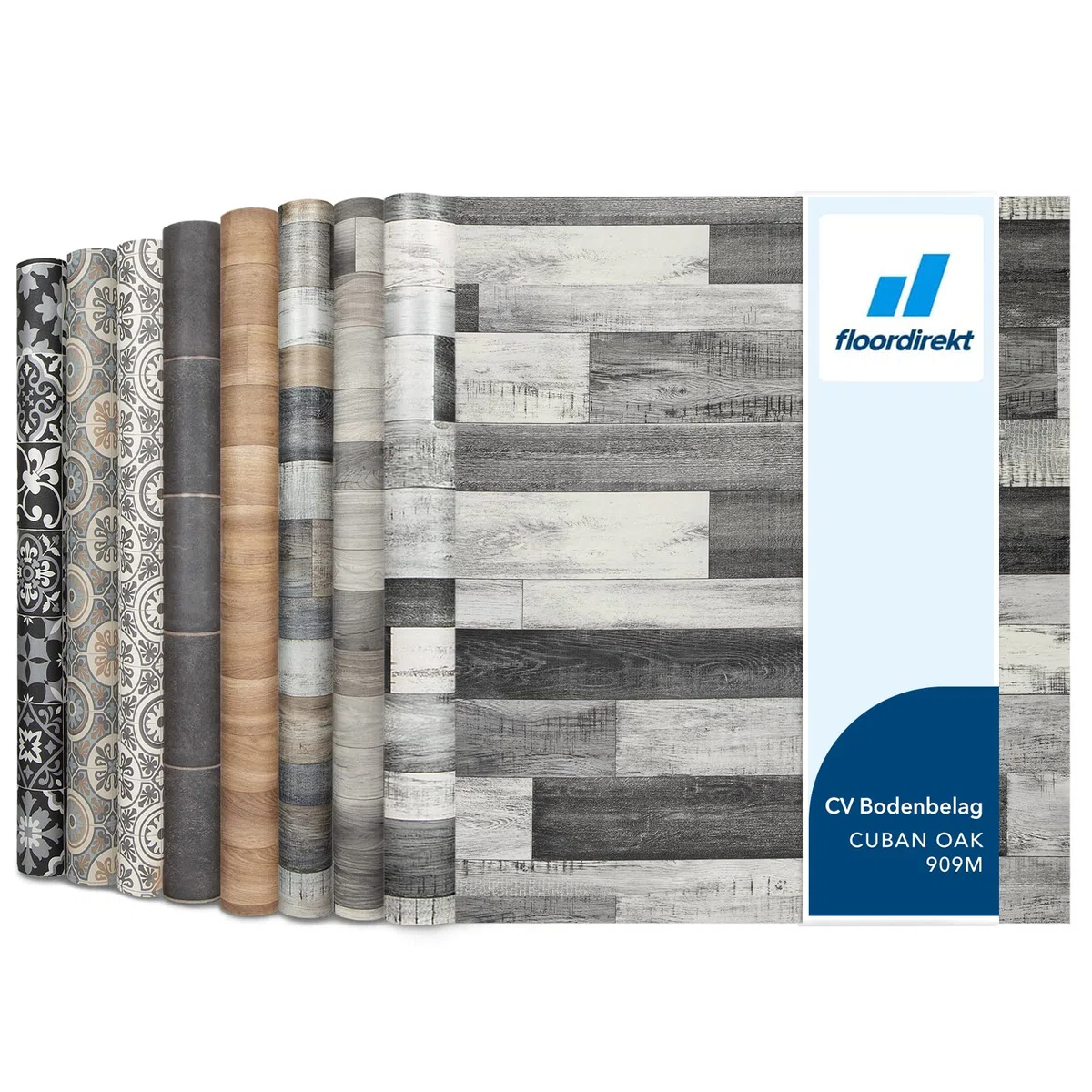 Floordirekt PVC Bodenbelag Meterware nach Maß Vinylboden, CV Linoleum für Küche & Balkon in Holzoptik, Fliesenoptik, Steinoptik - robust & pflegeleicht 200 x 500 cm | Plaza | Cuban Oak 909m