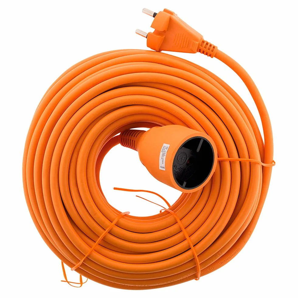 Zenitech - Verlängerungskabel 16A HO5VV-F 2x1,5mm² 3680W / 230V - Perfekt für Rasenmäher & Grills - Widerstandsfähig gegen Witterungsbedingungen - Entspricht den NF- & CE-Normen - Orange - Länge 25m
