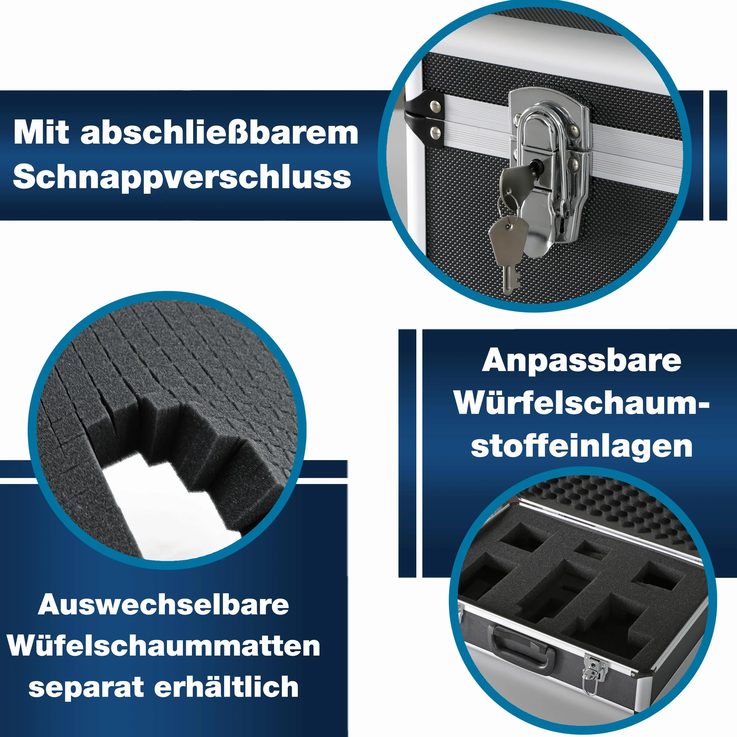 PeakTech P 7305 Universalkoffer – abschließbarer Universal-Transportkoffer mit Würfelschaumstoff – tragbarer Fotokoffer – robuster Koffer mit Schutz vor Regen und Staub – Groß (405 x 330 x 150 mm)