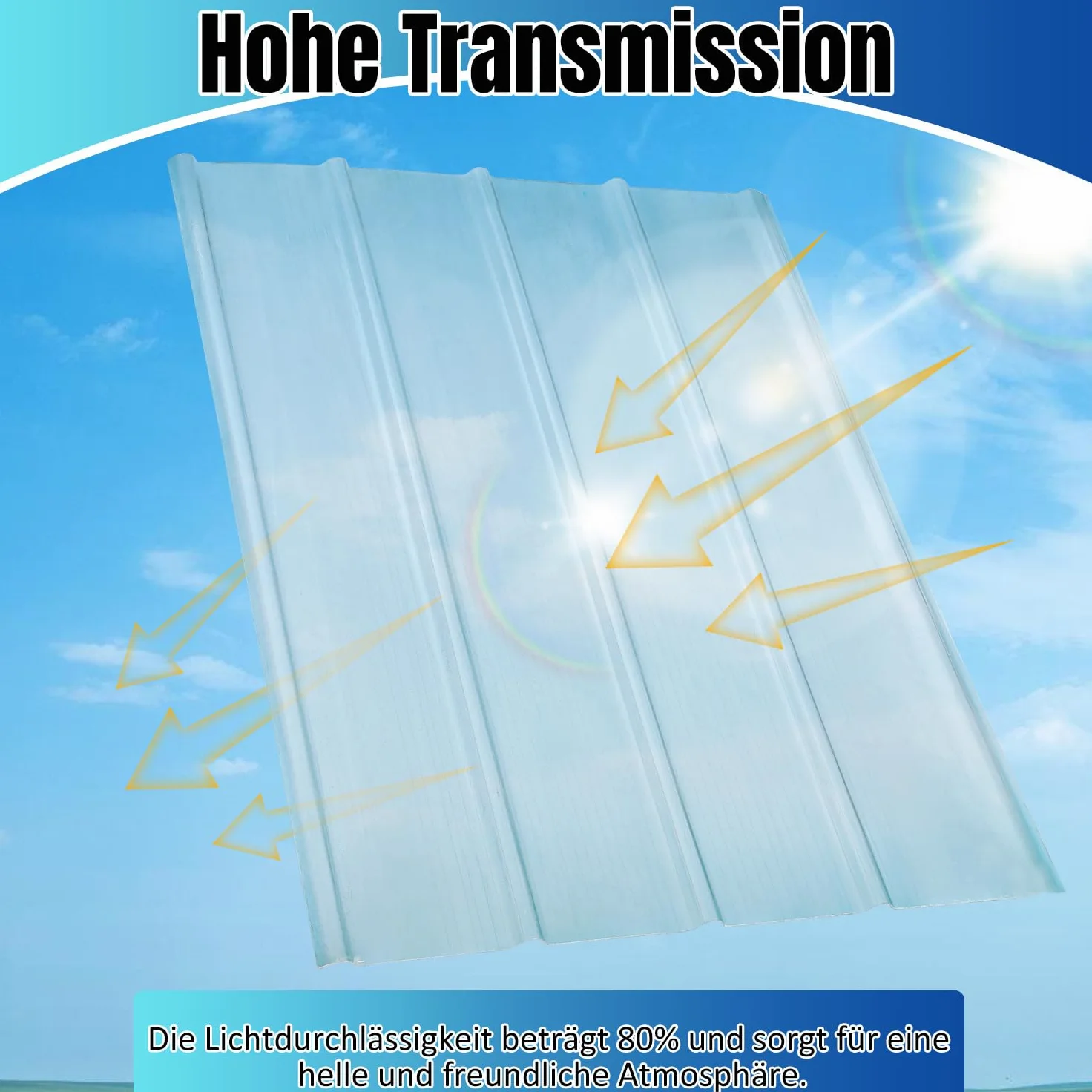 Wellplatten, 2 mm FRP-Trapezprofil-Wellblech, 90 * 120 cm Wellplatten Transparent, Dachplatten Wetterfest, Dach Profilplatten Trapez, Beleuchtungspaneele, 10 Stück