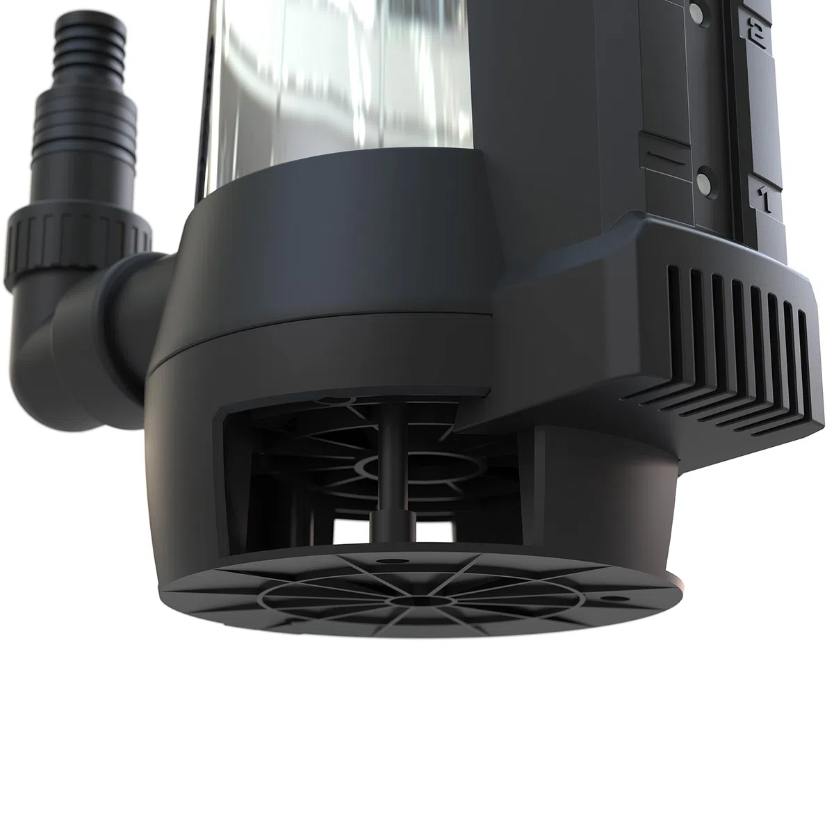 Güde 94679 Schmutzwassertauchpumpe GS 750.1 INOX (4-fach einstellbarer Sensorschalter, Edelstahlmantel, Fördervolumen 15000 l/h), Schwarz, Edelstahl, Blau