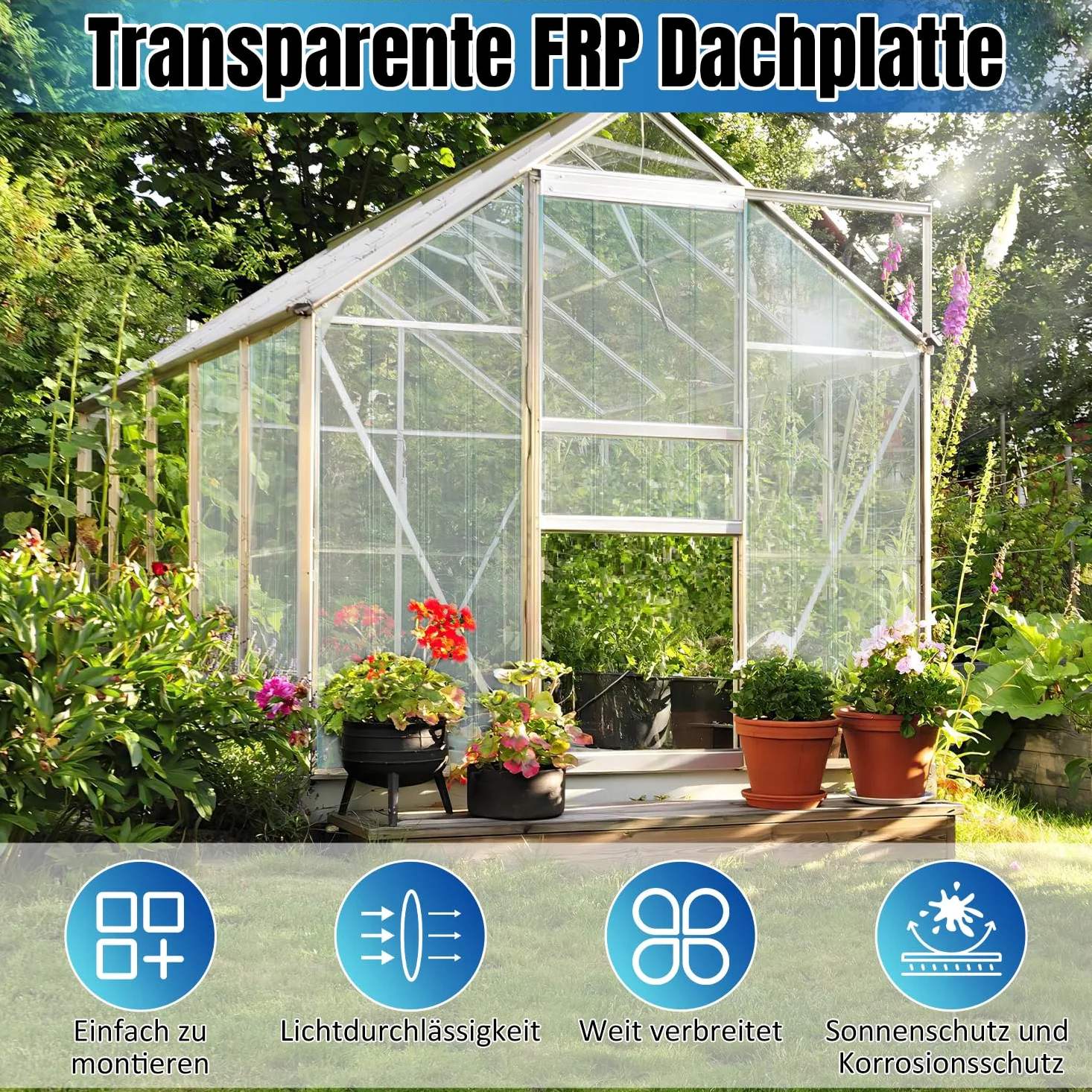 Wellplatten, 2 mm FRP-Trapezprofil-Wellblech, 90 * 120 cm Wellplatten Transparent, Dachplatten Wetterfest, Dach Profilplatten Trapez, Beleuchtungspaneele, 10 Stück