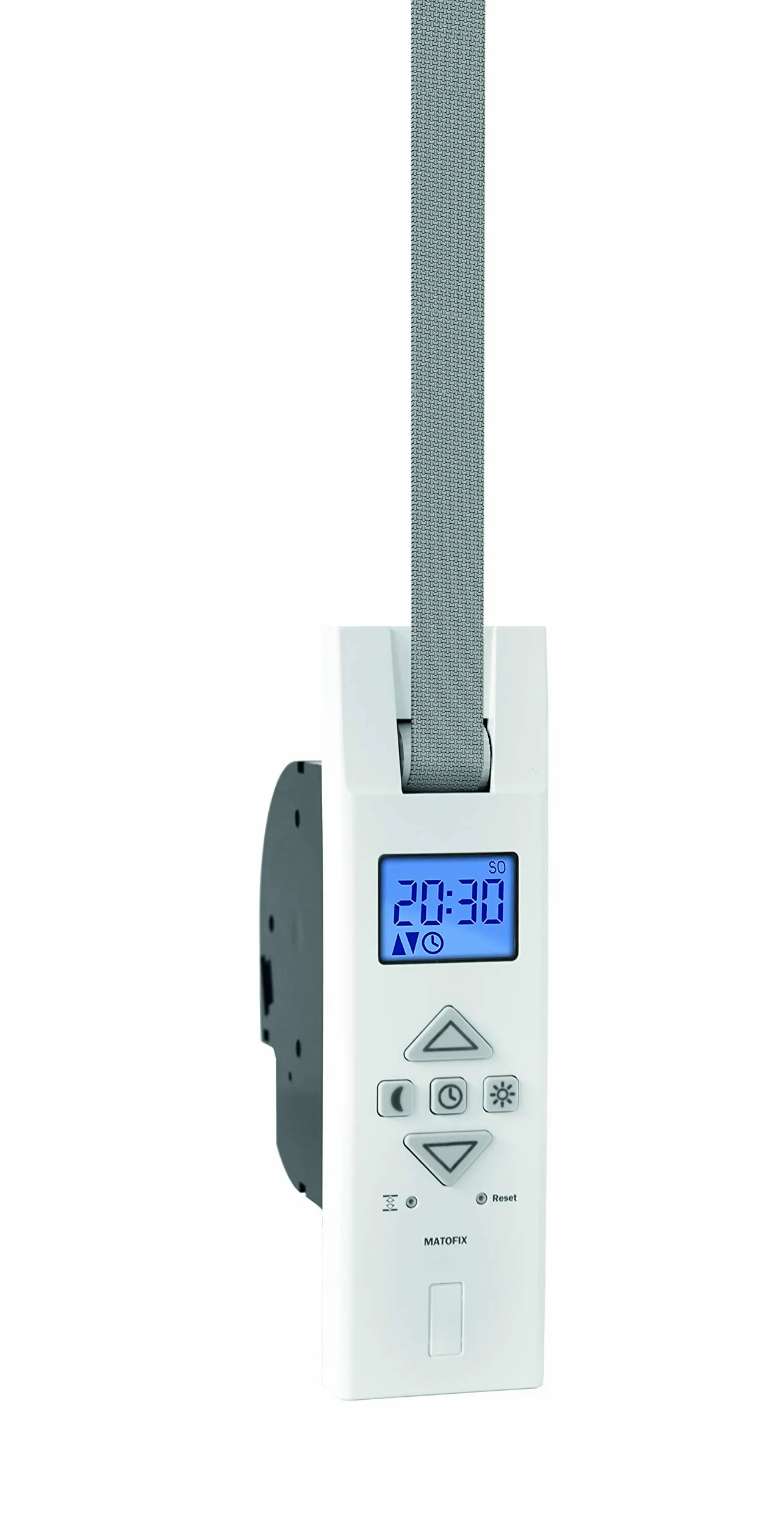Elektrischer Gurtwickler MATOFIX PRO für 17-23mm Gurtband, Unterputz, Zugkraft bis 45kg, feste Fahrtzeiten einstellbar, Display, inkl. Netzstecker