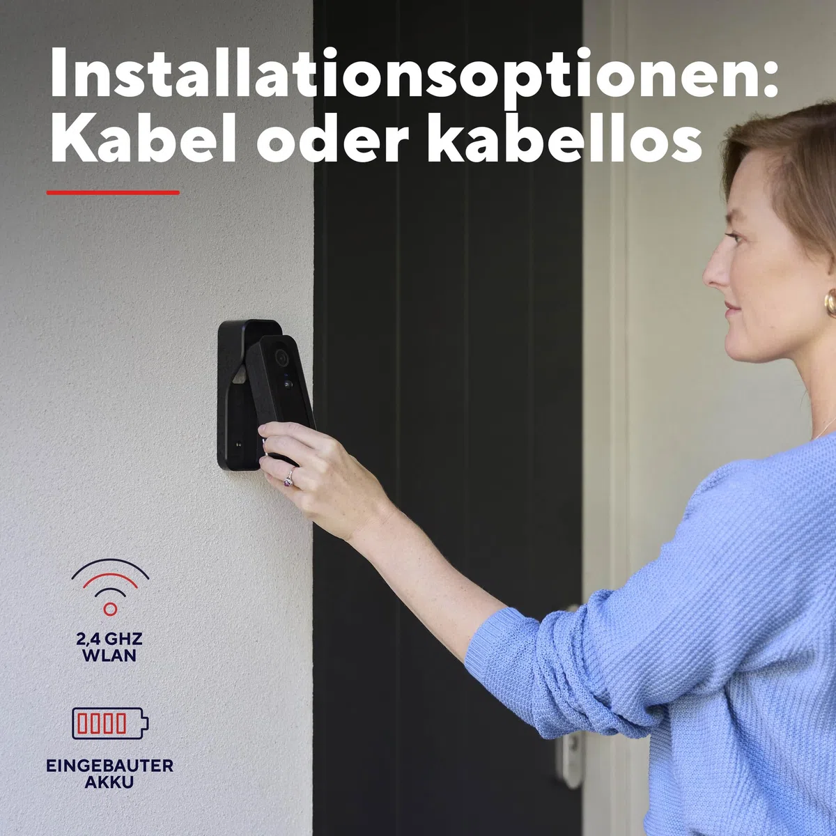 Trust Wi-Fi Video Türklingel mit Chime Kamera 2K HD 3MP Weitwinkel, Smarte Kabellose Video Doorbell mit Gong 30 Melodien, Kompatibel mit App, Wiederaufladbar USB-C, Nachtsicht, Wasserdicht, Schwarz