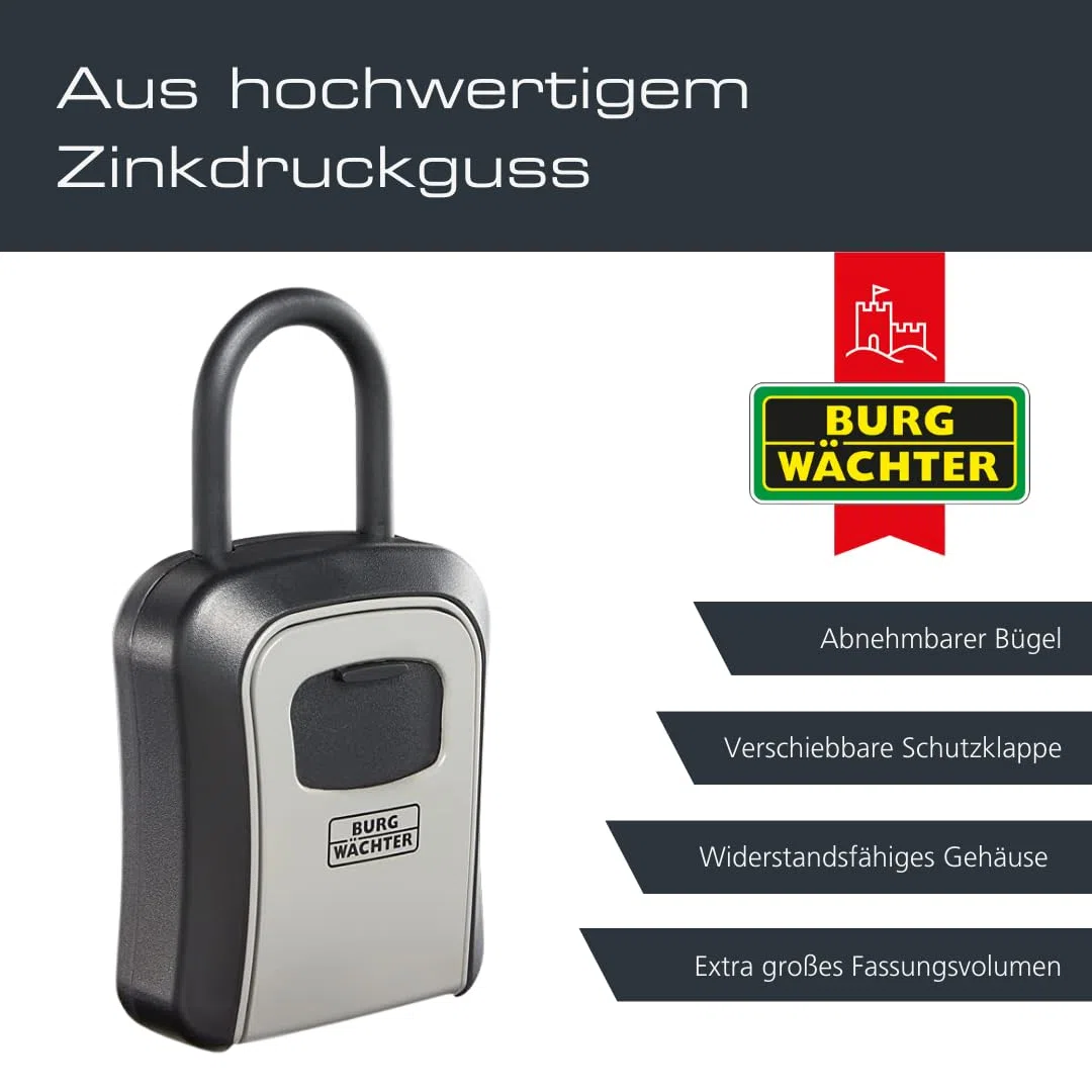 BURG-WÄCHTER Key Safe 50 SB Schlüsseltresor mit Zahlencode, 4-stellig, Schwarz/Grau
