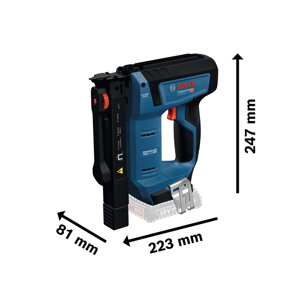 Bosch Professional 18V System Akku-Holzklammerer GTH 18V-14 (inkl. Gürtelhaken)