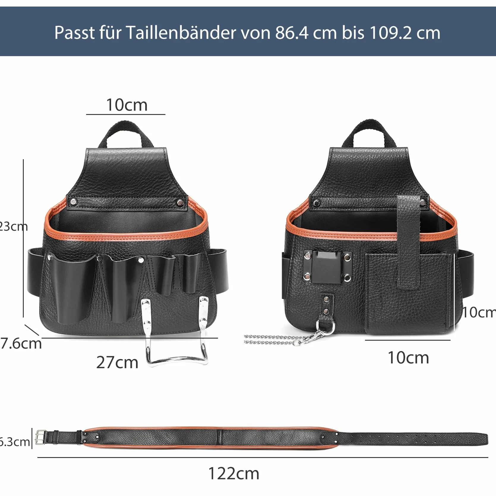 Echtes Leder Werkzeuggürtel mit Hammerhalter für Tischler, Handwerker