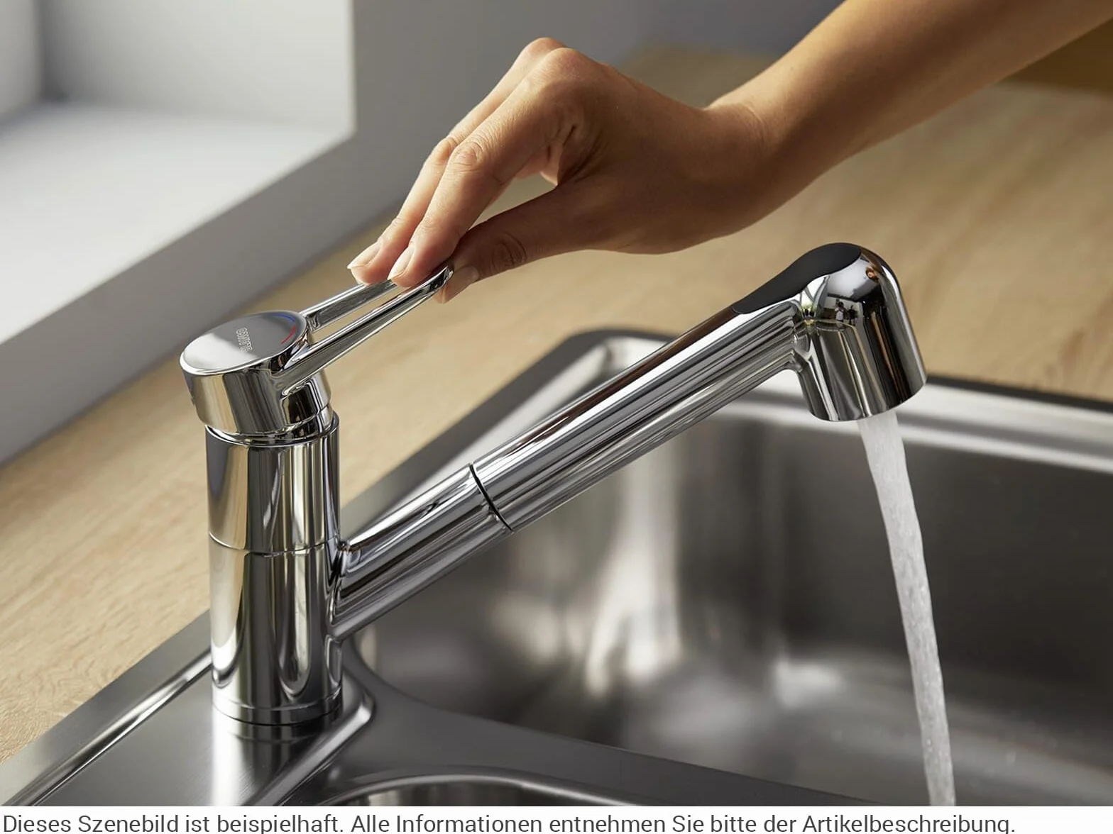 BLANCO WEGA-S II | Küchenarmatur in chrom | Hochdruck | Mit herausziehbarem Schlauch | Rückflussverhinderer | Keramik Kartusche | Gesicherte Wasserqualität & wassersparend | [4,8x25,9x18,5 cm]