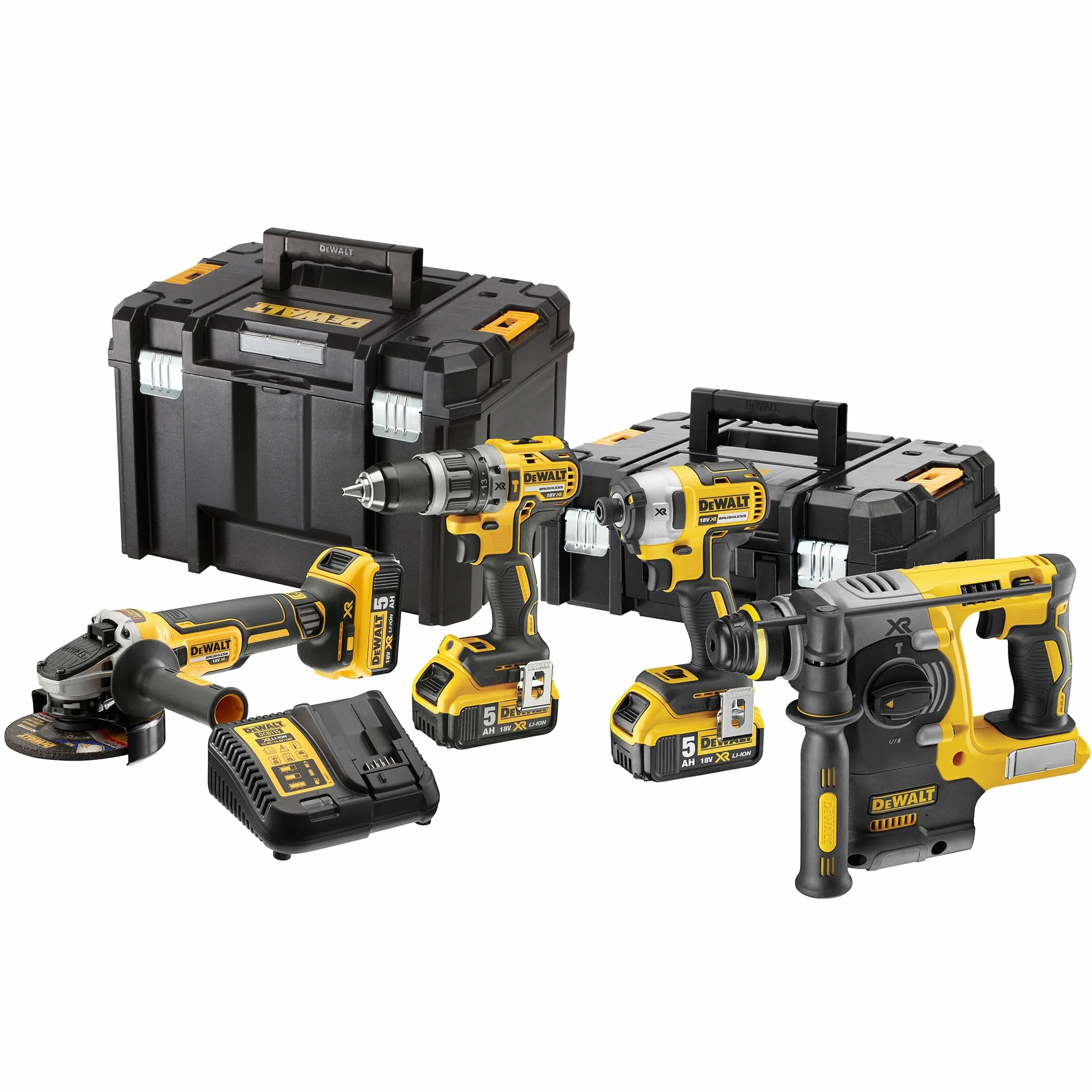 DEWALT 18V XR bürstenloses Set - 3 x 5Ah (4 Stück), DCK422P3T-QW