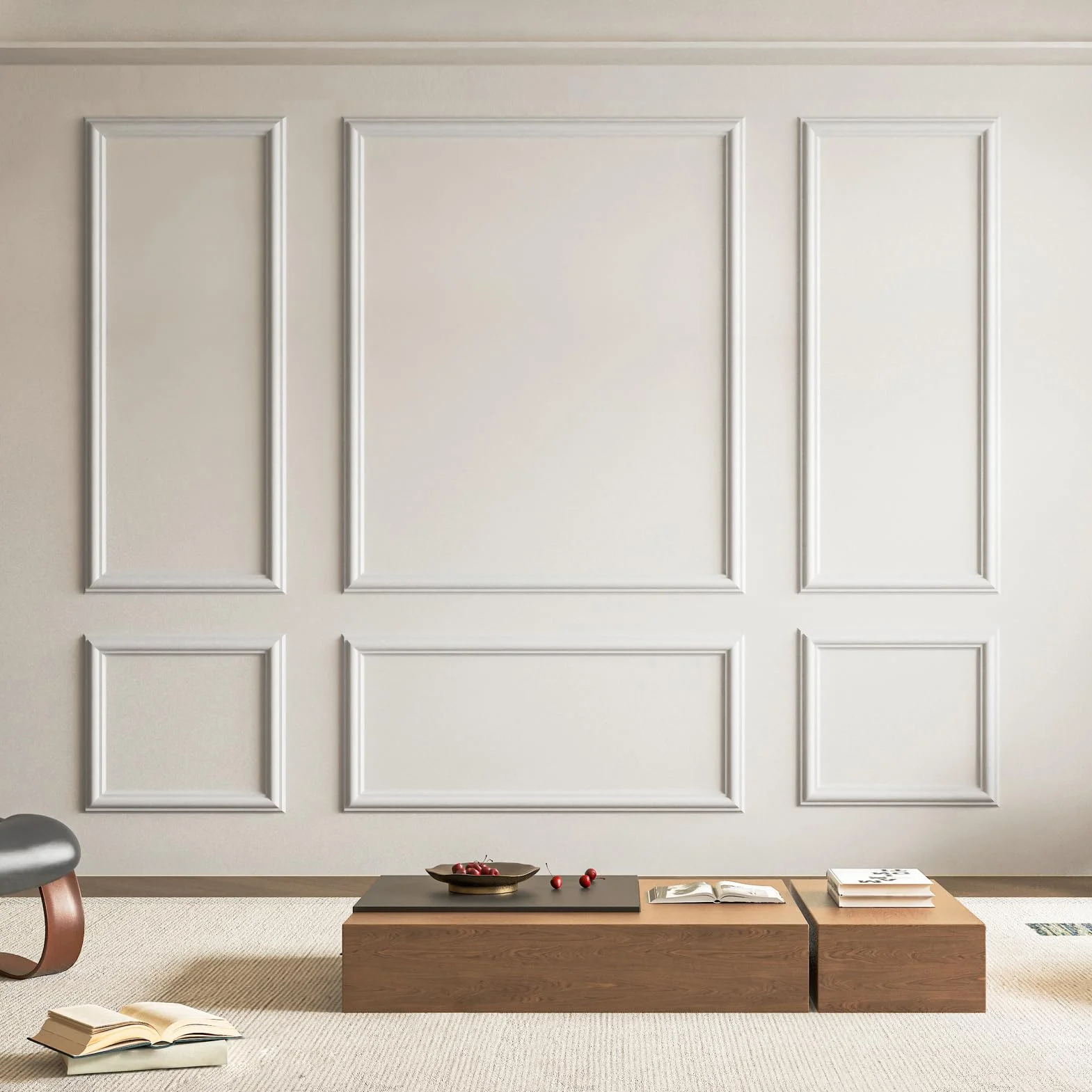 Art3d Vorgeschnittenes Wandform-Set, 6-teilig, fertig zum Zusammenbauen, für Innenwanddekoration, Wohnzimmer, Schlafzimmer, Akzentwand – installiert mit Klebstoff, 3 oben, 3 unten, 6 Stück