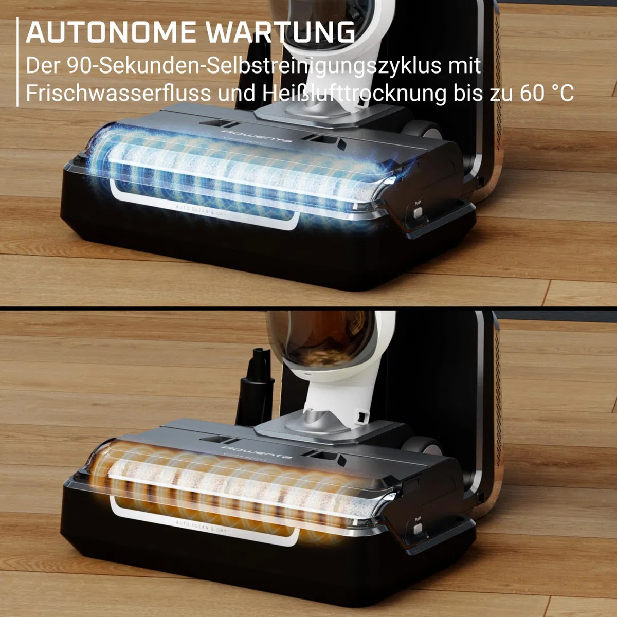 Rowenta X-Clean 5, 2-in-1 Nass- und Trockensauger, 3 Modi, präzise Reinigung, automatischer Erkennungsmodus, LED-Beleuchtung, selbstreinigend, Heißtrocknung, 50 Min. Laufzeit, Schneeweiß, GZ5557EE