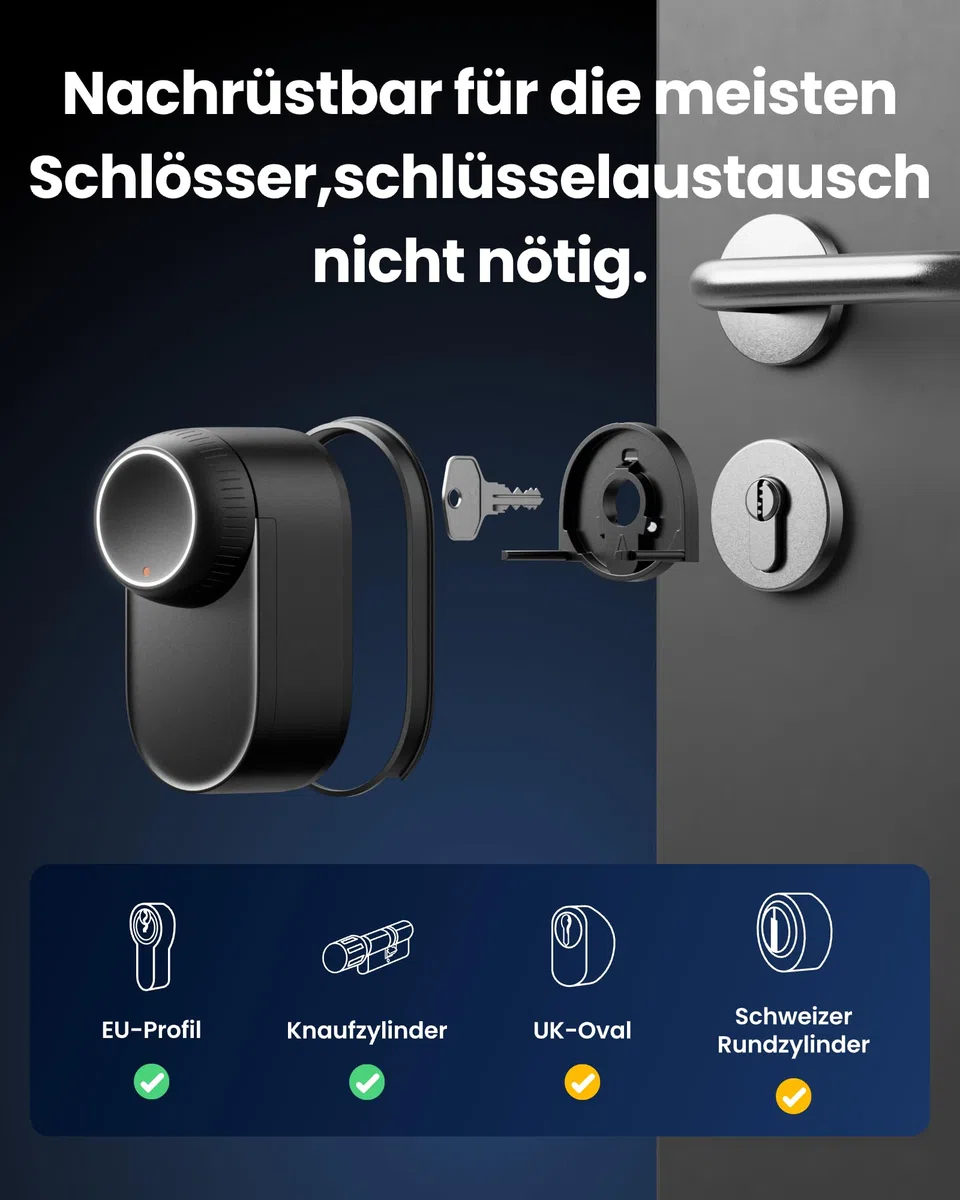 SwitchBot WiFi Smart Lock Ultra mit Keypad Vision Pro – 3D-Gesichts- & Venen-Erkennung, kontaktlose Entsperrung, passend für Europrofil-Zylinder, kompatibel mit Matter, Alexa, Google und IFTTT