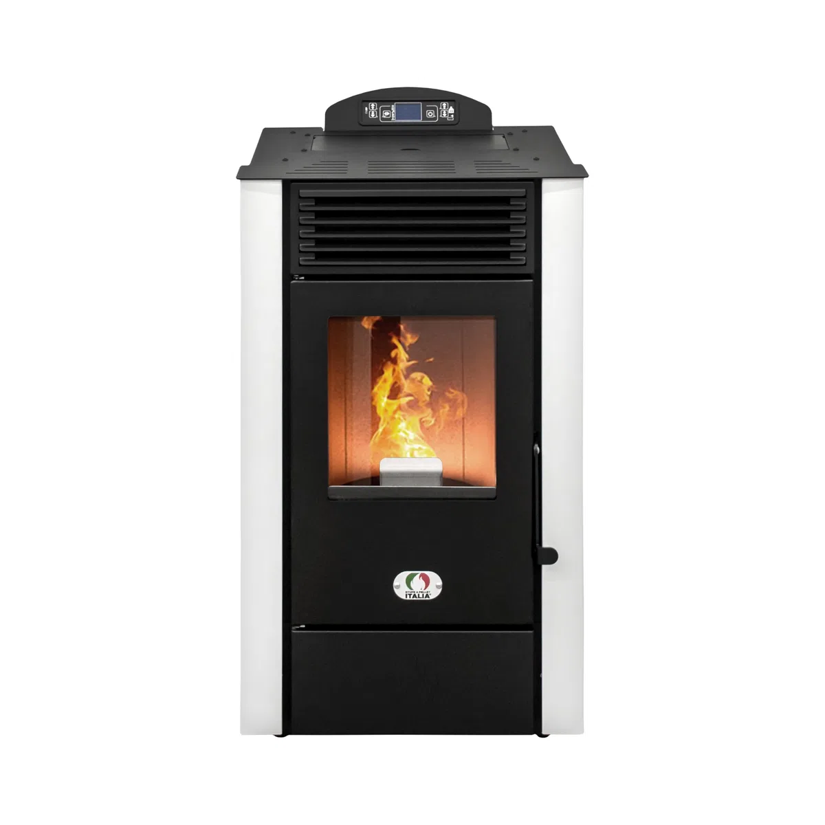 STUFE A PELLET ITALIA Alaska 10 KW WiFi | Pelletöfen mit Belüftung Effizienz 91% Heizt 85m² Autonomie 20 Sdt. Programmierbar WiFi-Fernsteuerung 5 Geschwindigkeiten und Kräfte 24M Garantie Weiß