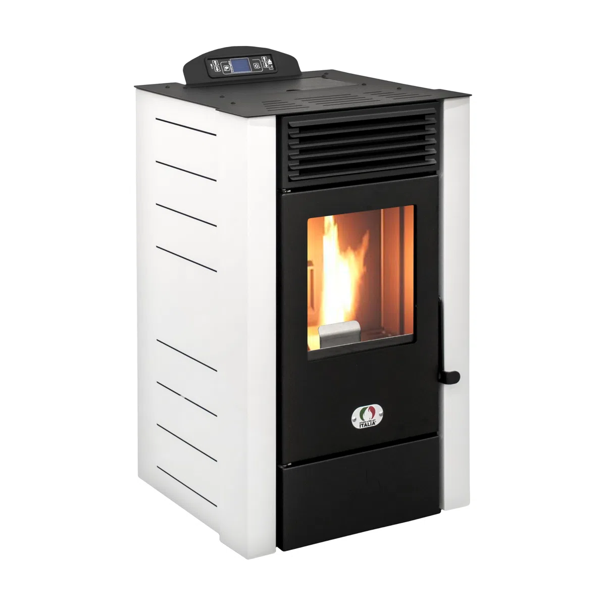 STUFE A PELLET ITALIA Alaska 10 KW WiFi | Pelletöfen mit Belüftung Effizienz 91% Heizt 85m² Autonomie 20 Sdt. Programmierbar WiFi-Fernsteuerung 5 Geschwindigkeiten und Kräfte 24M Garantie Weiß