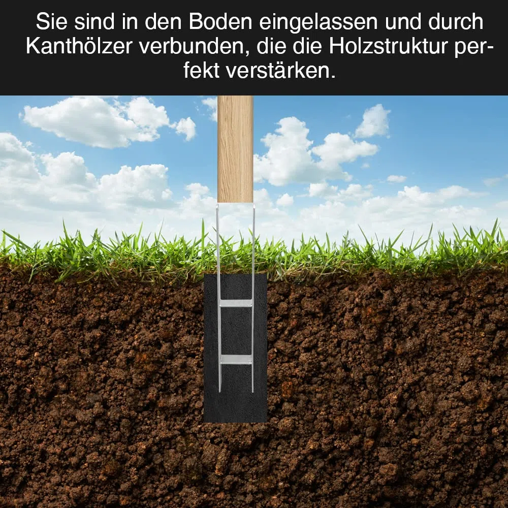 Gimisgu H-Pfostenanker 4 Stück H-anker Pfostenträger Bodenanker für Pfosten H-Pfostenschuh für Zaun und Gewächshaus Pfosten Vierkantholzpfosten(101x600mm)