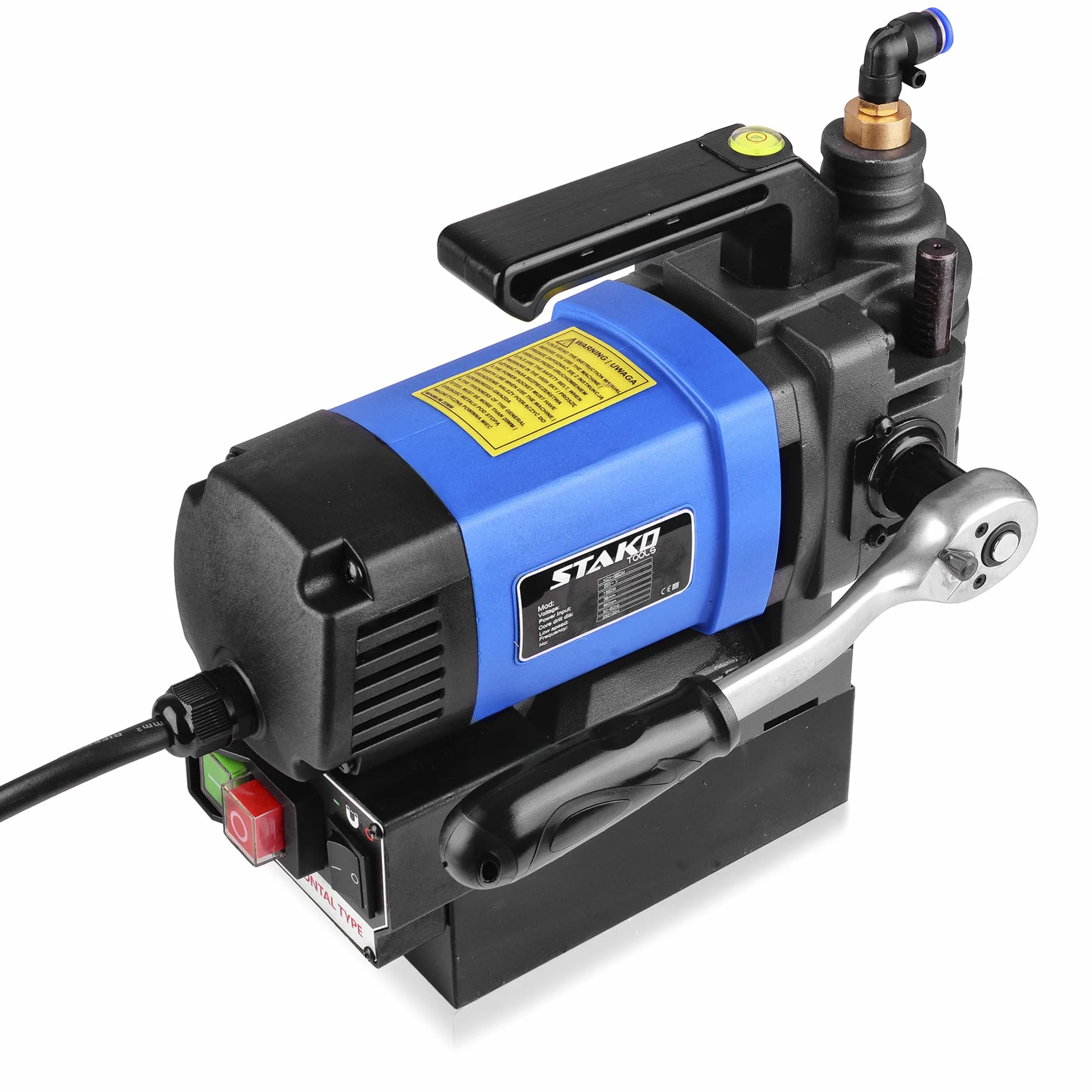 STAKO Magnetbohrmaschine mit Niedrigem Profil 1650 W mit Koffer KCY-38DM – tragbare Kernbohrmaschine für Metallbearbeitung – mit Weldon 19 mm – Leicht 8 kg – Magnetkraft 14500 N – Kernbohrgerät