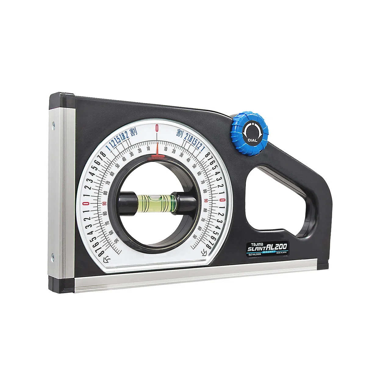 Tajima Winkelmesser/Neigungsmesser (drehbar gelagerter Libelle, Doppelskala für Winkel oder Neigung) – SLT200MY