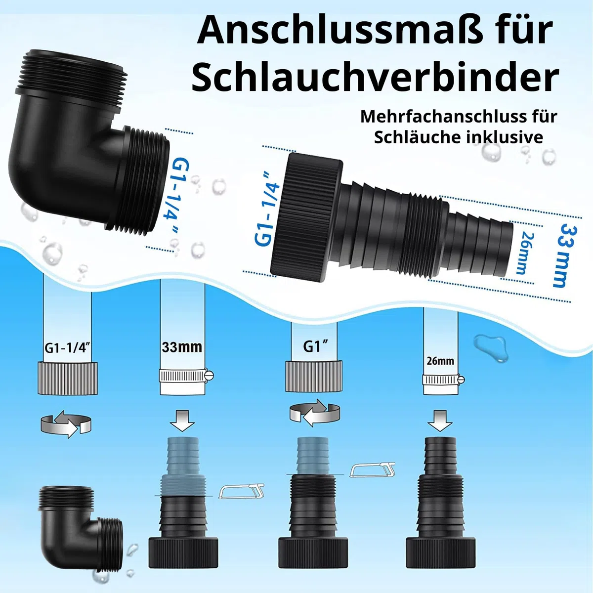 FOTING Edelstahl Tauchpumpe 400W 8250 l/h, Förderhöhe max 6.5m, Eintauchtiefe max 7m, Noryllaufrad, 10m Anschlusskabel, einstellbarer Schwimmerschalter, Portable Sump for Pool Draining