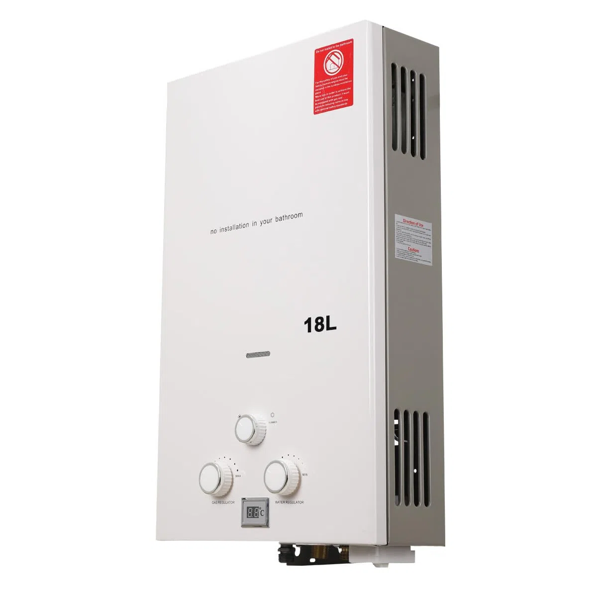 18L Gas Durchlauferhitzer,36KW LPG Warmwasserbereiter Instant Heißwasserbereiter Flüssiggas Durchlauferhitzer Warmwasserspeicher mit Plating-Duschkopf-Set,Weiß