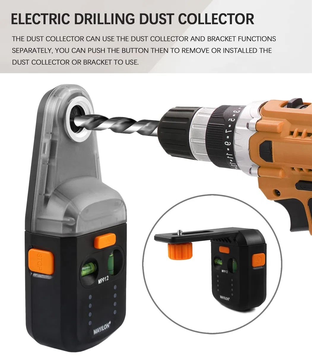 M9912 Staubabsaugung Absaughaube für Schlagbohrmaschine mit Laserebene, Elektrischer Bohrstaubsammler, Wand Saug Vakuum Bohrer Zum Staubfreien Bohren Auf Allen Oberflächen (Für Bohrer bis 13mm)