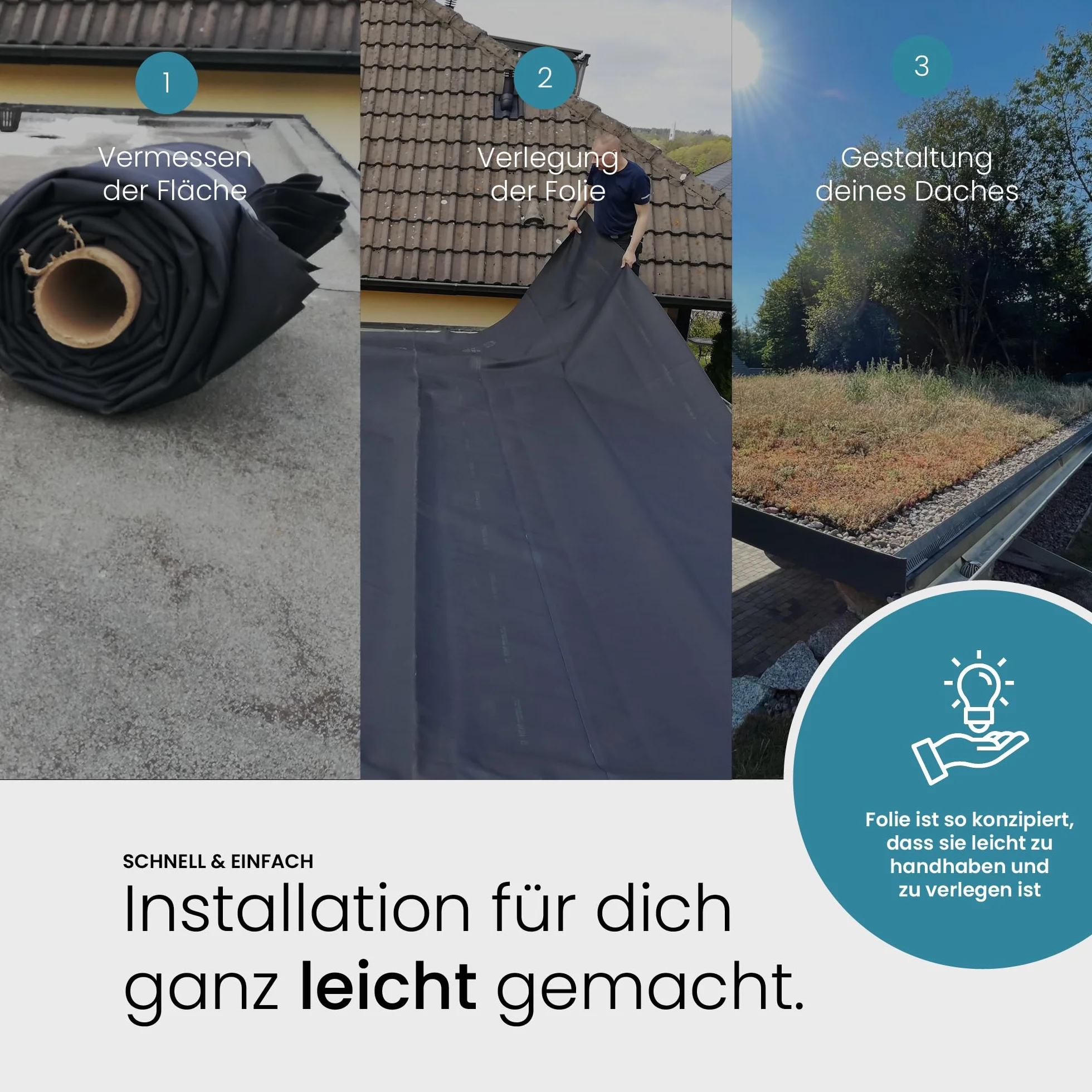 EPDM Dachfolie 1,5 mm 7,62 m x 6,5 m schwarz wasserdicht Dachabdichtung