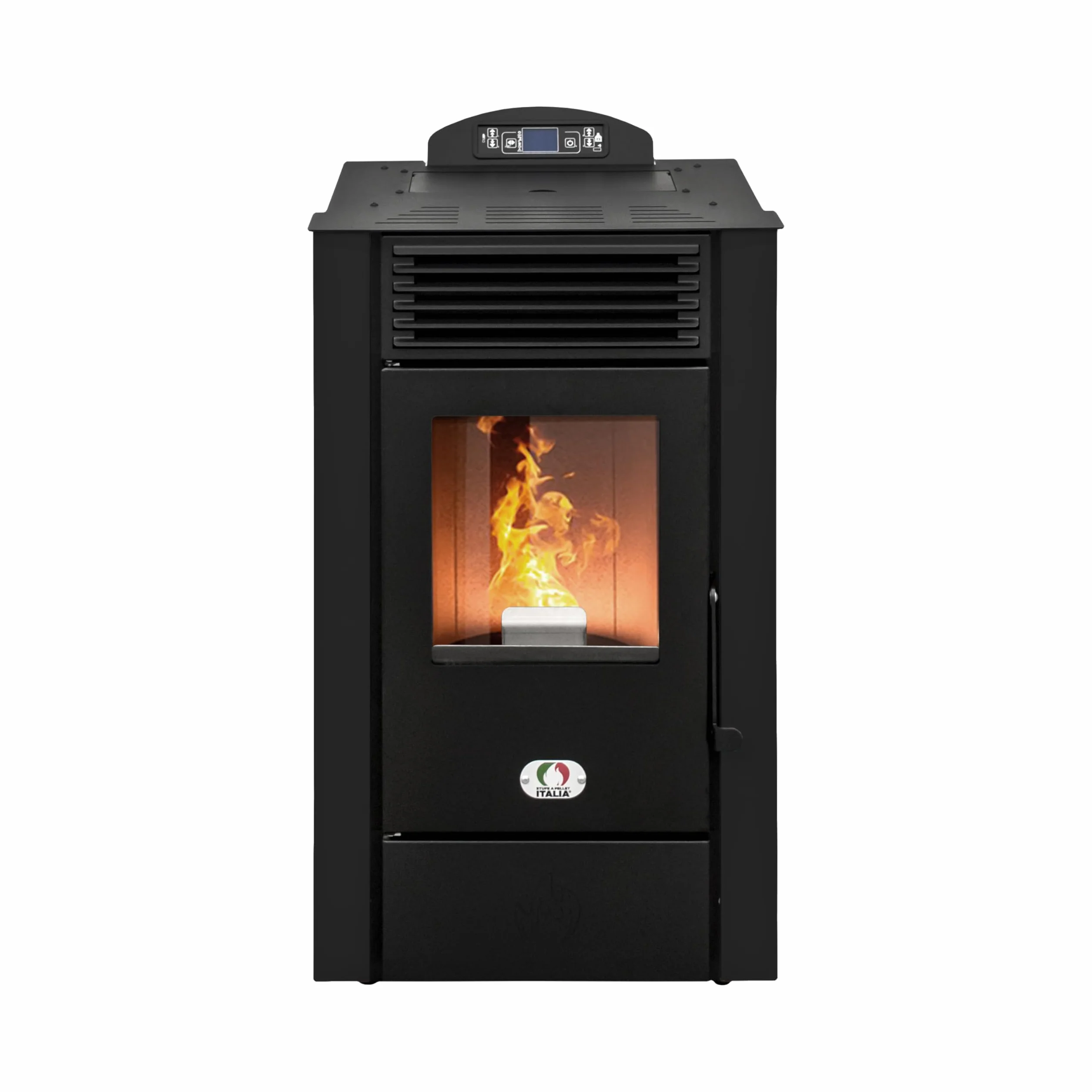 STUFE A PELLET ITALIA Alaska 10 KW | Pelletöfen mit Belüftung Effizienz 91% Heizt 85m² Autonomie 20 Sdt. Programmierbar 5 Geschwindigkeiten und Kräfte 24M Garantie Schwarz