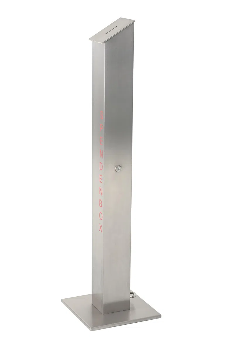HISKA Spendensäule | Spendenbox | Stehende Offerte Säule | abschließbar | Wohltätigkeit | freistehend Innenbereich