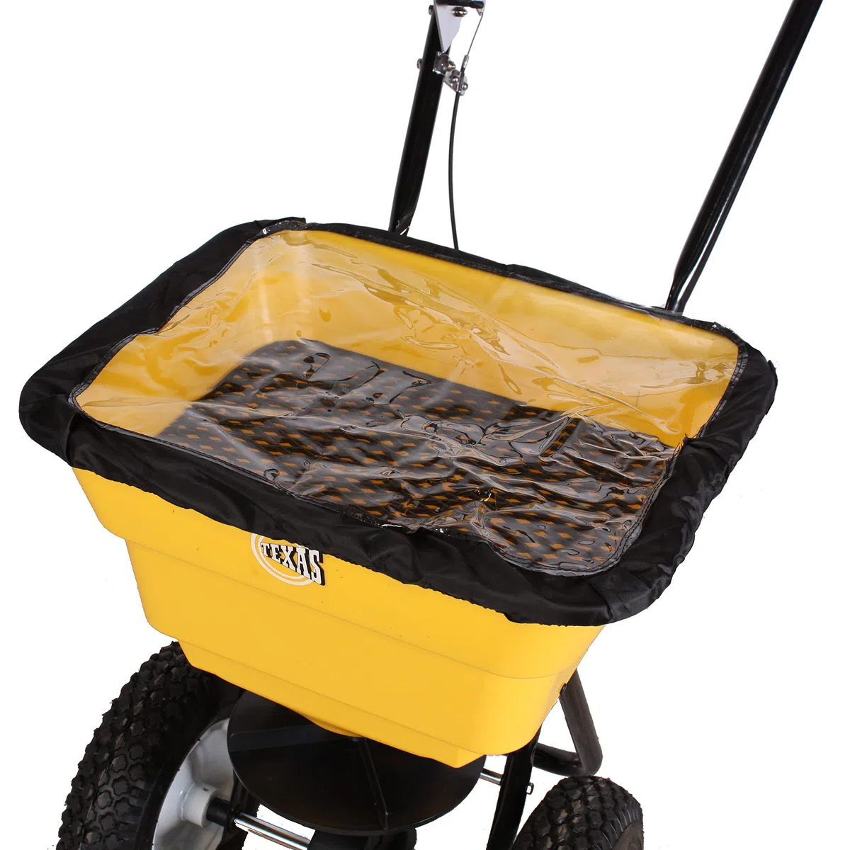 Texas Profi Streuwagen CS 3600 Rasendünger Salz Winter Düngerstreuer Rasen Saatgut | 36 Liter | 2m Streubreite | leichtläufige Lufträder | verstellbare Dosierung | schwarz-gelb | sehr robust