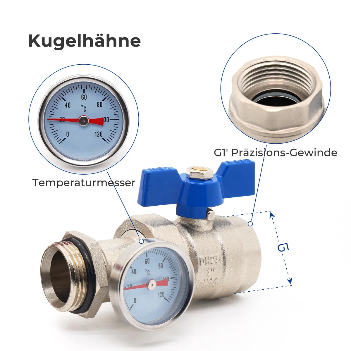 VANCOCO Heizkreisverteiler Edelstahl für 7 Heizkreise mit Eurokonus 16 × 2 mm, Fußbodenheizung Verteiler, Schnellentlüfter Set, 1" Kugelhähne, Durchflussmesser