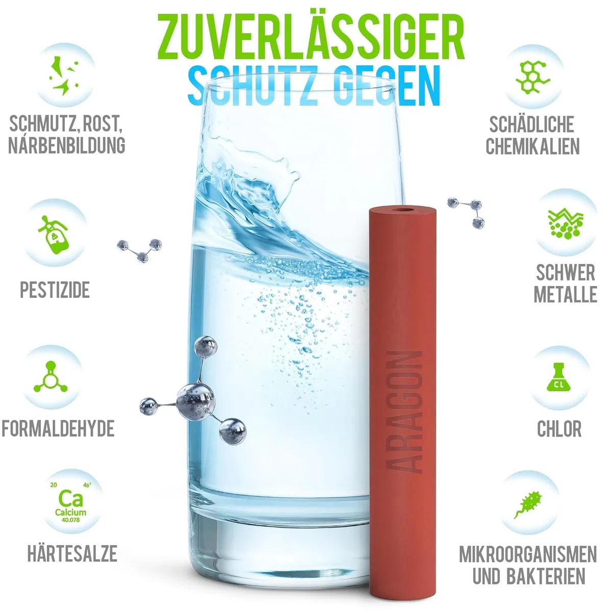 GEYSER EURO (3000L) Wasserfilter Wasserhahn Aragon, Reduziert Chlor & Gifte