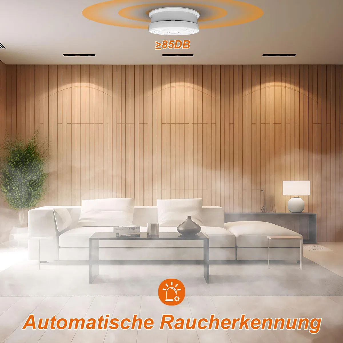 Rauchmelder mit Magnethalterung, photoelektrischer Brandmelder 10 Jahre Lebensdauer, 4 Stück
