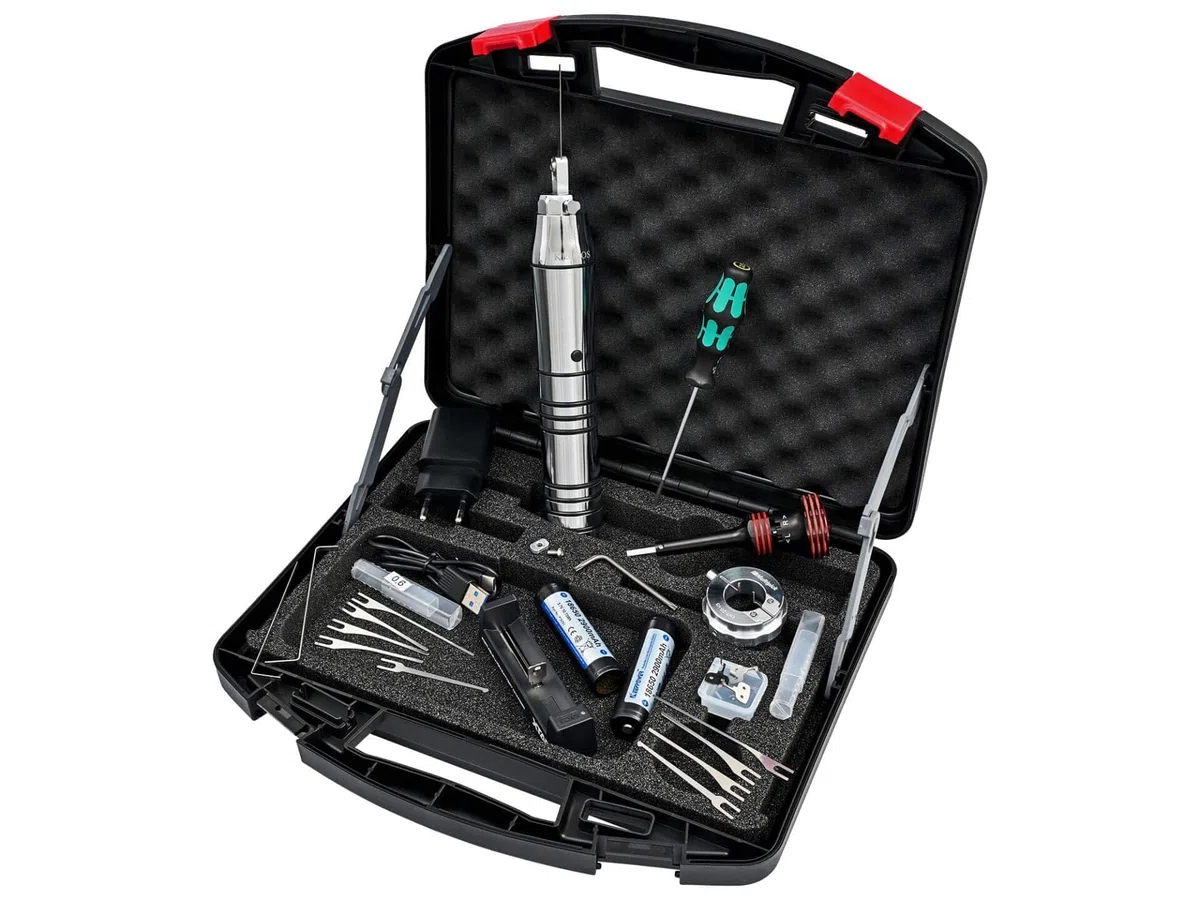 MULTIPICK Kronos Komplettset - [Elektropick] Elektrischer Picker - Lockpicking elektrisch - Elektro lock pick gun - Multipicker Set für viele Schlösser - Electric Multitool Kit - Schlossöffner