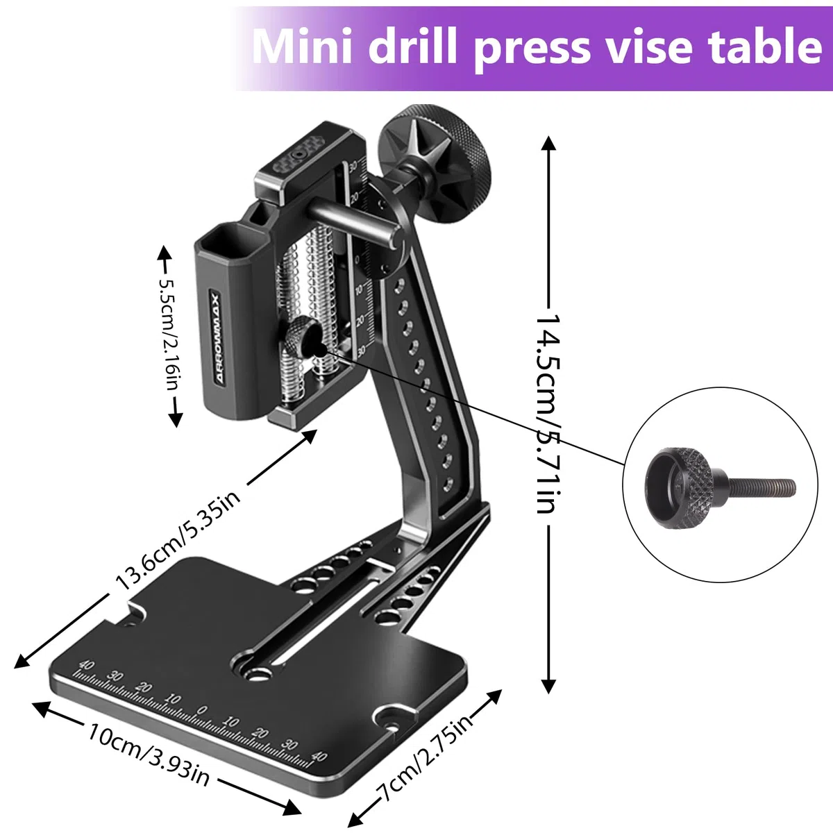 5-Gang-Elektro-Mini-Bohrstift mit Igel-Tischpresse, ARROWMAX 10 kleine Bohrer mit Aluminiumbox, OLED-Display, LED-Leuchten, 3/32 Zoll Schnellspannbohrfutter (SDS ULTRA PlUS)
