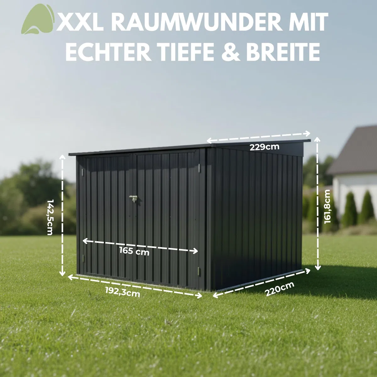 ALBATROS XXL Fahrradgarage Metall wetterfest & abschließbar, für 4 Fahrräder & E-Bikes, Fahrradbox 229x203x162 cm, Fahrradunterstand aus verzinktem Stahl RAL7016 anthrazit, Gartenbox mit Zubehör