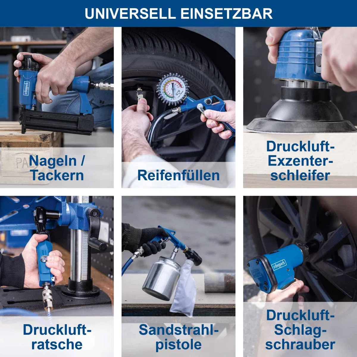Scheppach Druckluft Kompressor HC53DC | 2200W Leistung | 50L Kessel | 10bar Druck | Ansaugleistung 412 L/min | Druckminderer, ölgeschmiert, Doppelzylinder