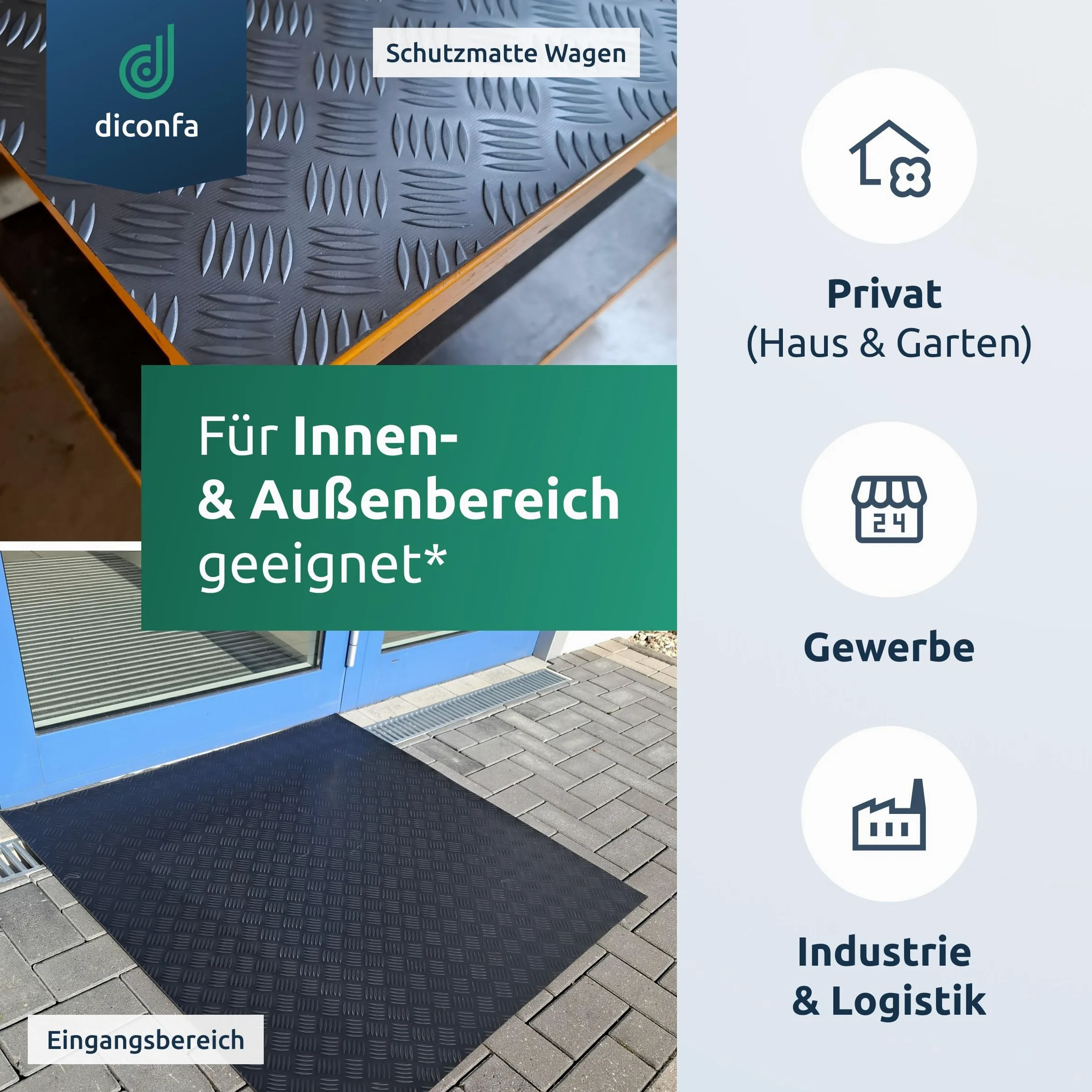 diconfa Gummi-Matte Hammerschlag-Matte 3mm stark - BREITE 0,05m bis 1,6m - LÄNGE 0,05m bis 10m - Auswahl 120 x 135cm (1200 x 1350mm) - UV-stabil geruchsarm rutschfest Riffelblechmatte Riffelmatte