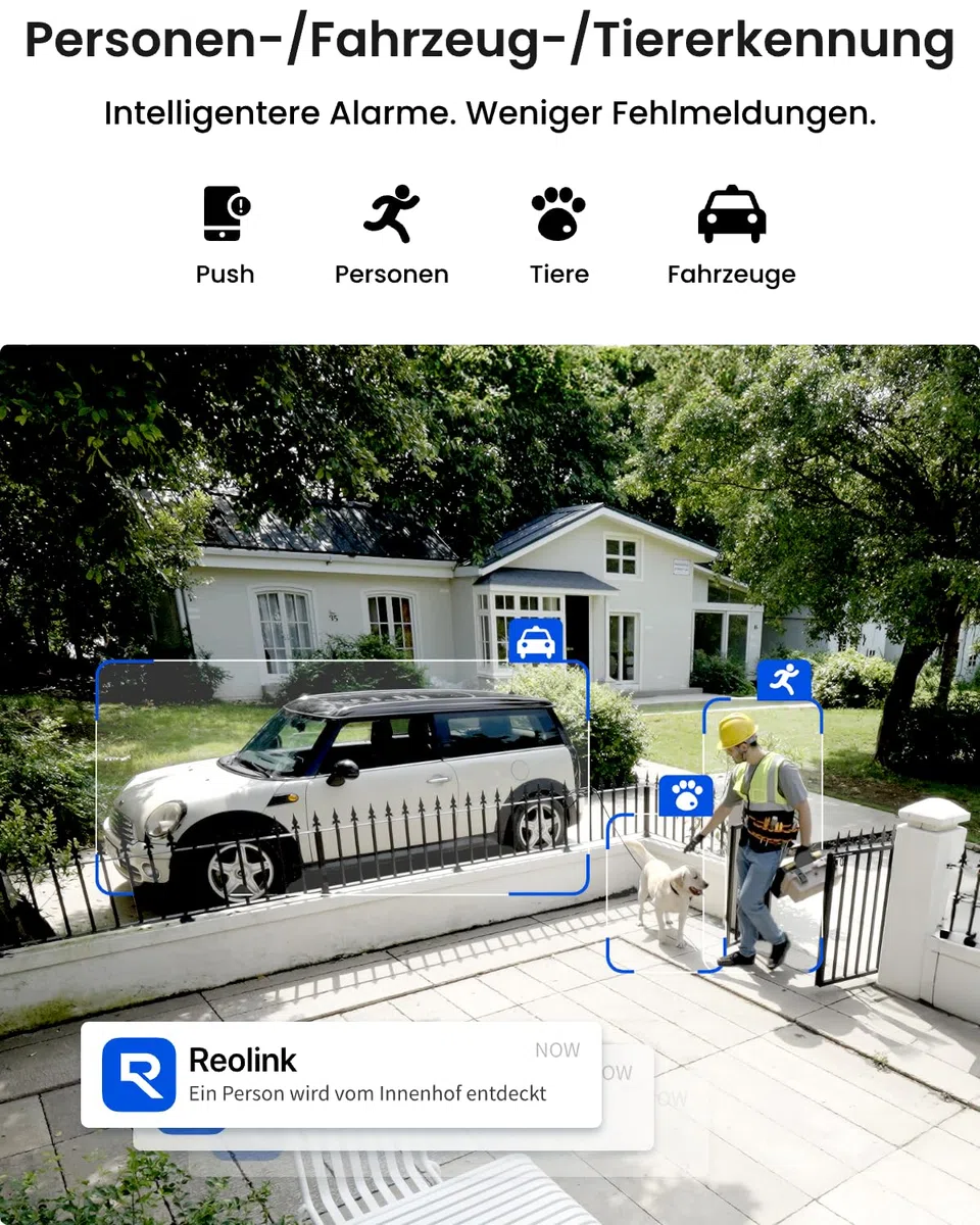 Reolink 4K Smarte PoE Überwachungskamera Aussen mit Personen-/Fahrzeugerkennung, 8MP IP Kamera mit Audio und microSD Kartensteckplatz, IR Nachtsicht, IP67 Wasserfest, Zeitraffer, RLC-810A