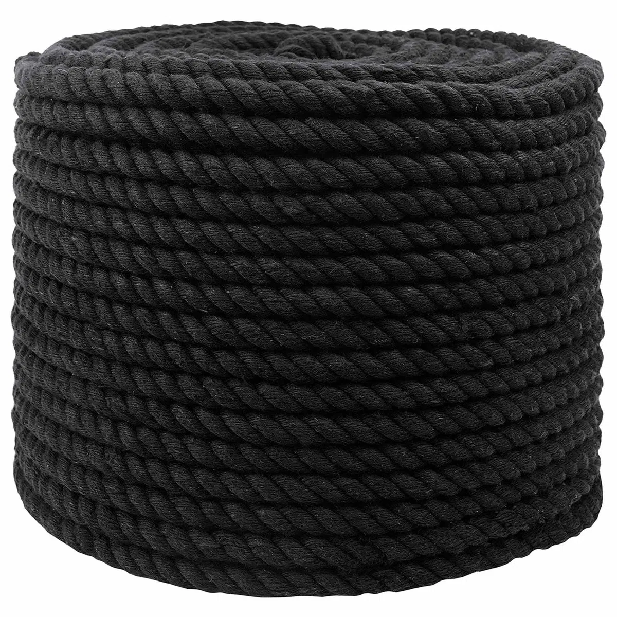 Baumwollseil 250m Kordel 10mm Schwarz, 3-lagig gedrehtes Naturseil aus 100% Baumwolle, Robustes Makramee Garn für DIY Bastelarbeiten, Deko und Garten