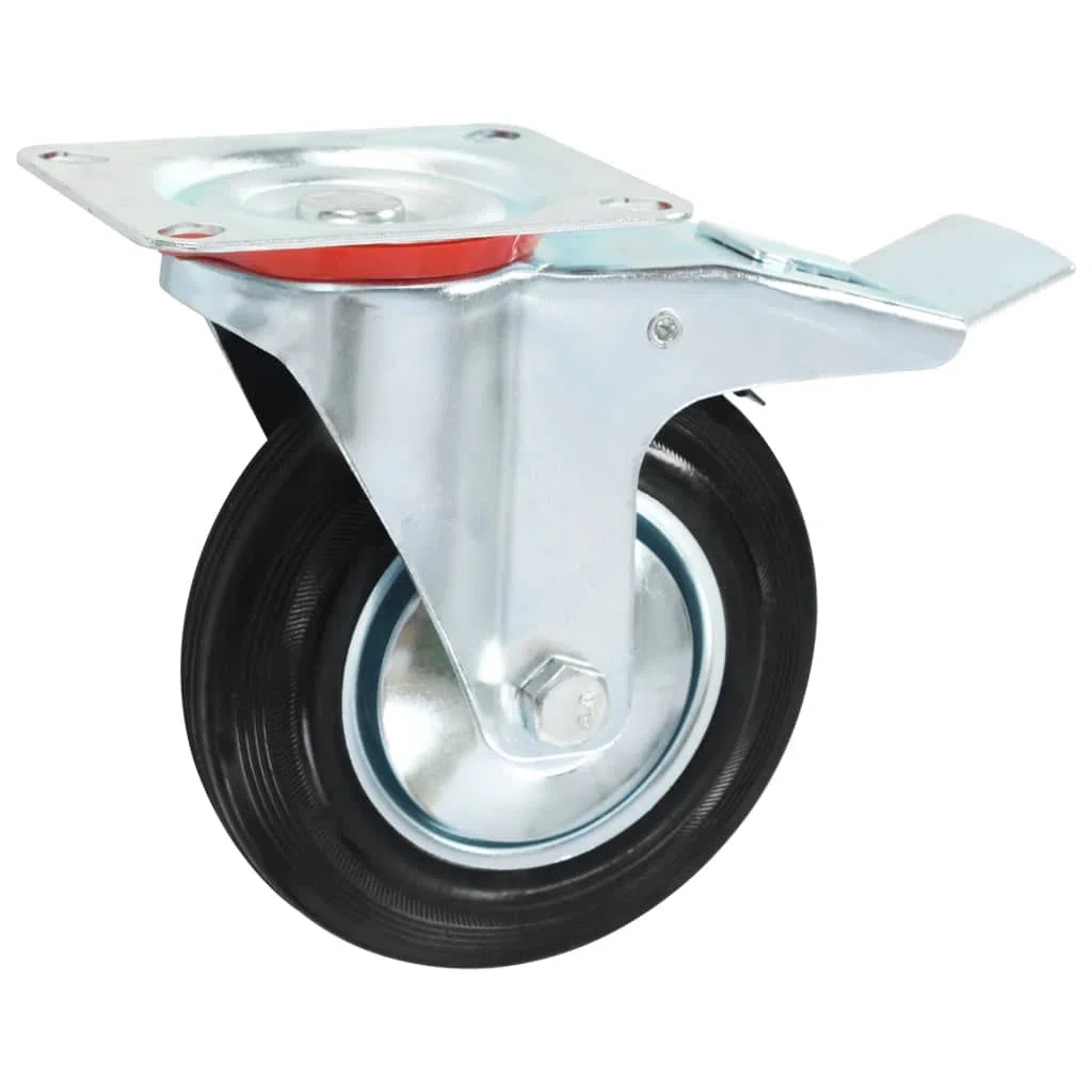 8 Stk. Lenkrollen 160 mm, 4 mit Bremse, geräuschlose Möbelrollen aus Gummi, stoß- und vibrationsbeständig, kratzschonend, zinkbeschichteter Eisenrahmen rostfrei, je 150 kg