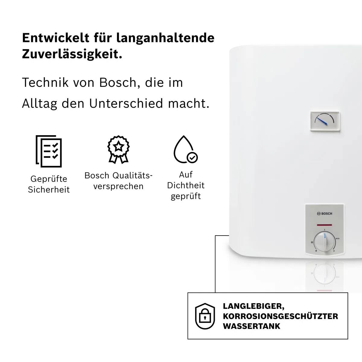 Bosch Elektrischer Wandspeicher Tronic Plus Store - Warmwasserspeicher druckfest mit geringem Bereitschaftsenergieverbrauch, 30 Liter [Energieklasse B]