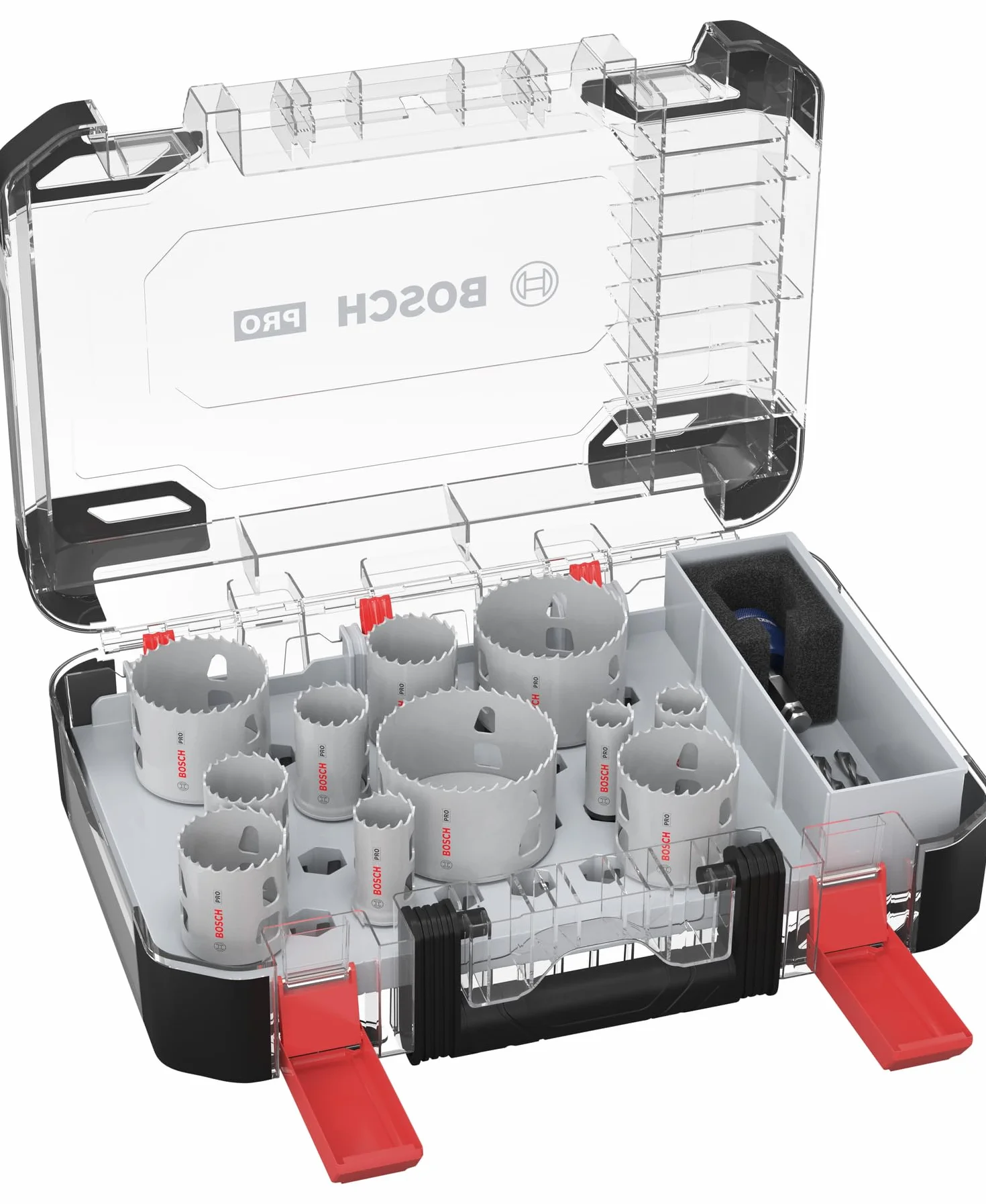 Bosch 14x PRO Multi Material Power Change Plus Lochsäge-Set – Transparentes Etui (für Weichholz, Trockenbauwand, Ø 20-76 mm, Professional Zubehör Bohrmaschine)