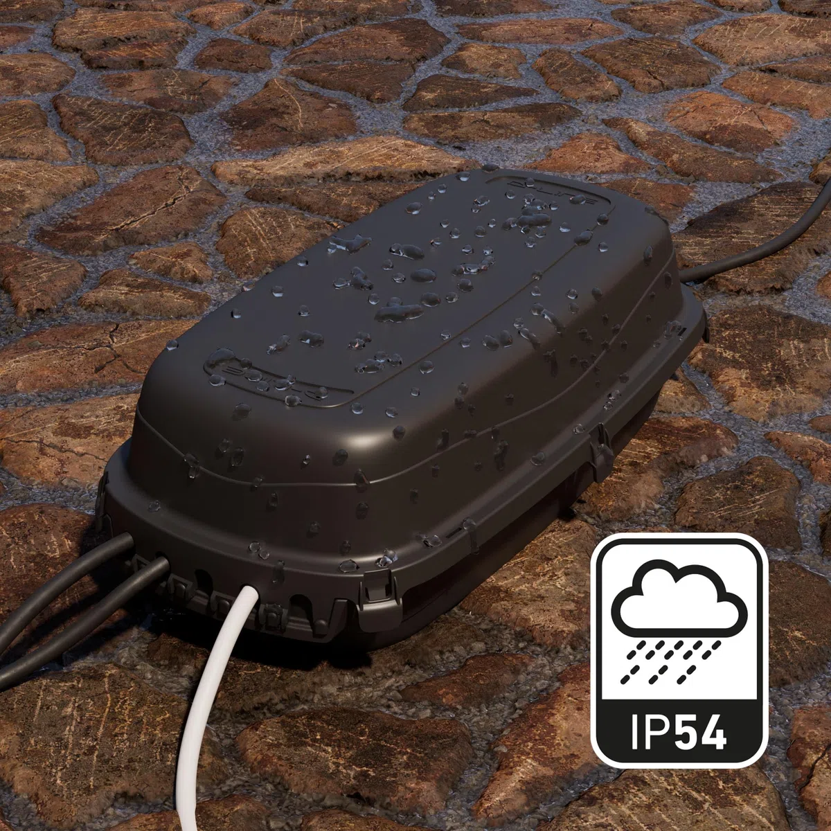 D-Line, Wetterfeste Elektrobox, IP54-Schutz - Innenmaße = 290mm (Länge) x 125mm (Breite) x 110mm (Höhe) - Schwarz