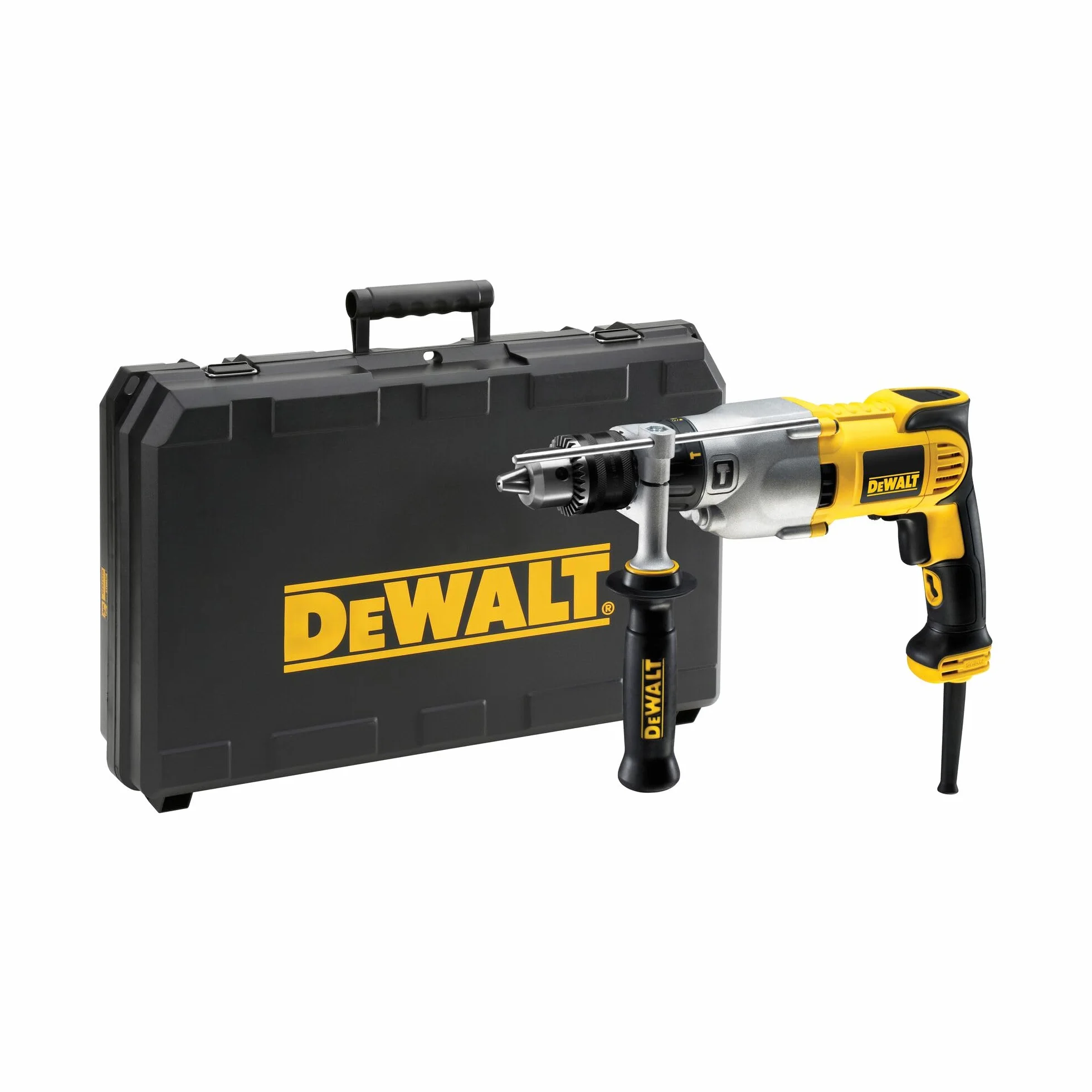 DEWALT 2-Gang-Diamant-Bohrmaschine D21570K (1.300 Watt, für Bohr- und Schlagbohrarbeiten in Beton, Holz, Metall sowie Trockenkernbohrungen, max. Bohr-ø Bohrkronen: 127 mm)